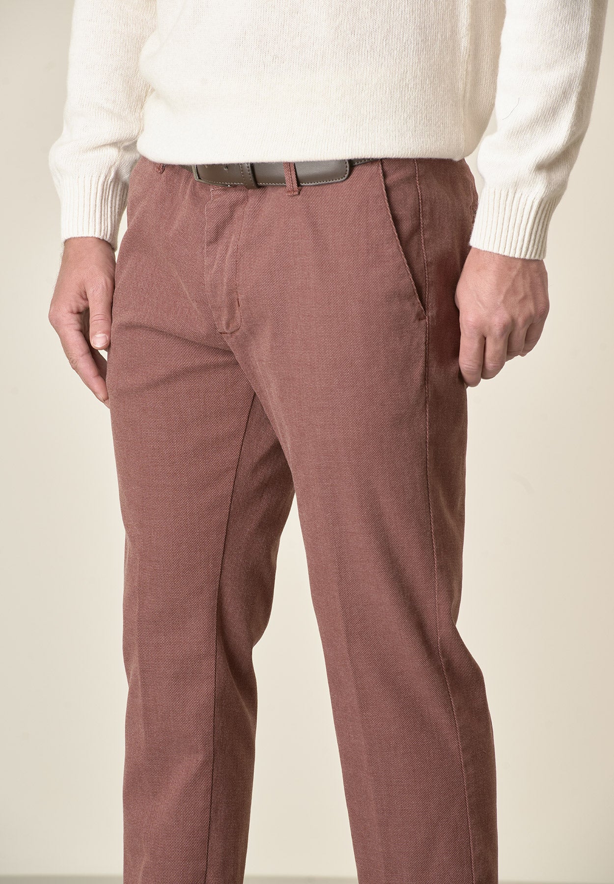 Pantalone mattone armatura cotone stretch slim fit-Angelico