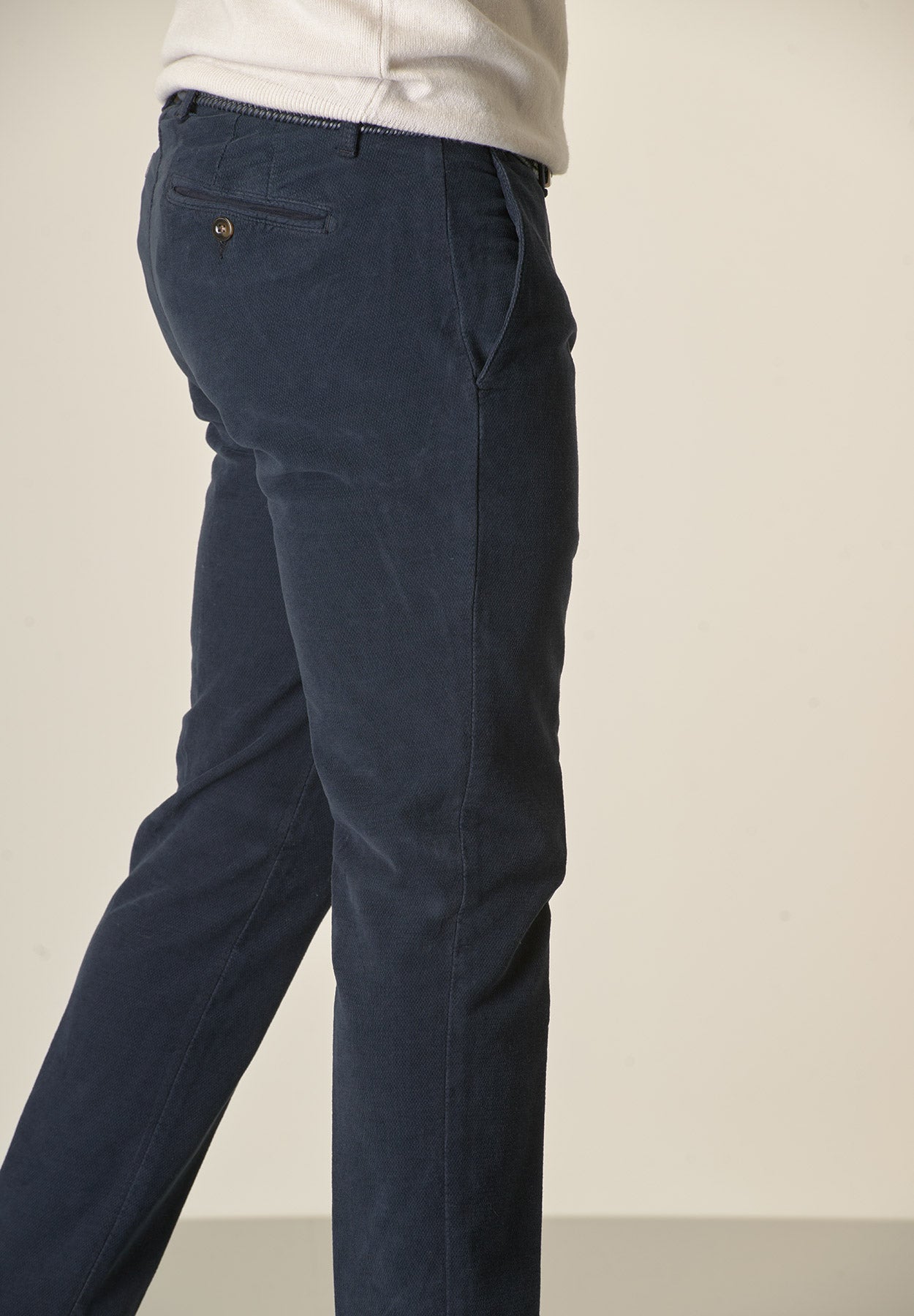 Pantalone blu fustagno jacquard cotone slim fit Angelico