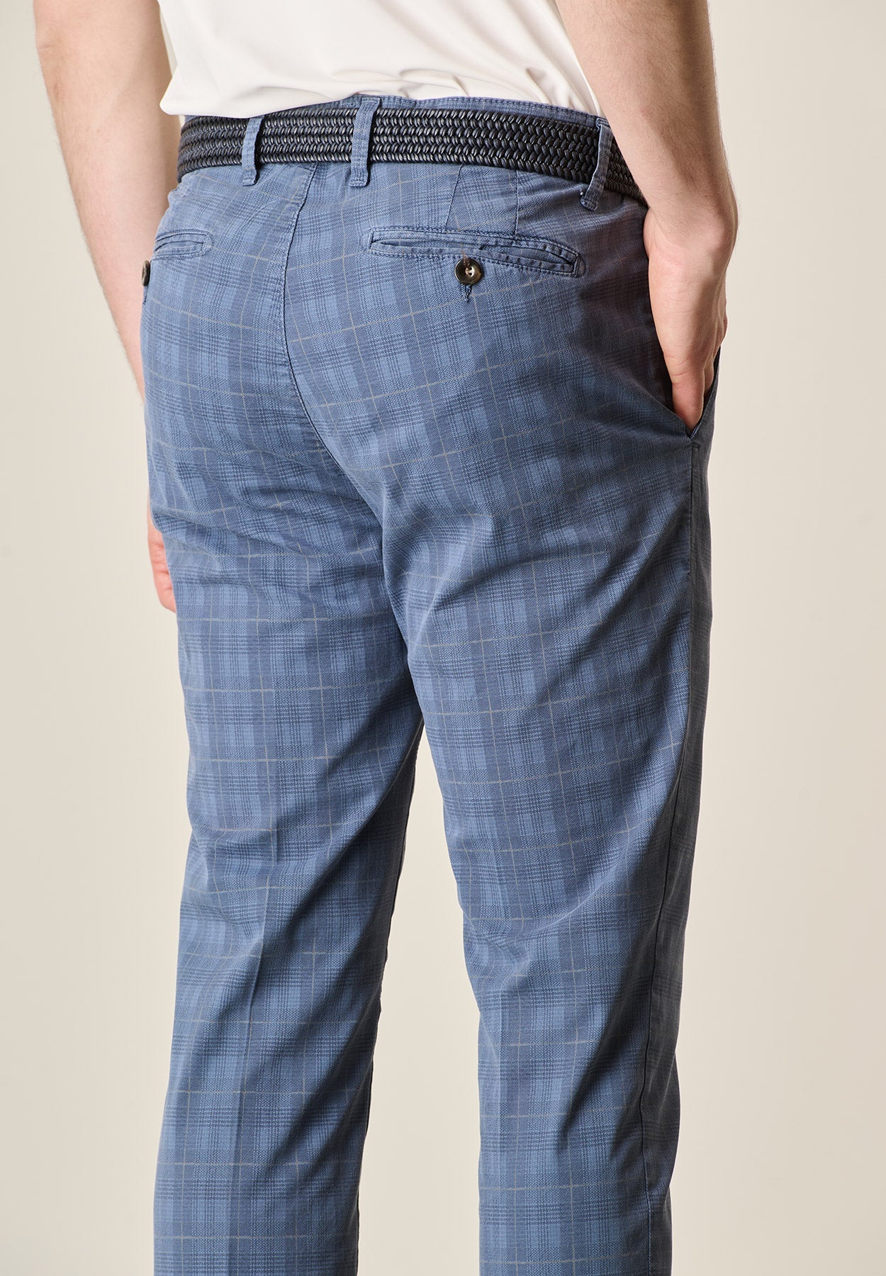 Pantalone avio principe di galles cotone stretch