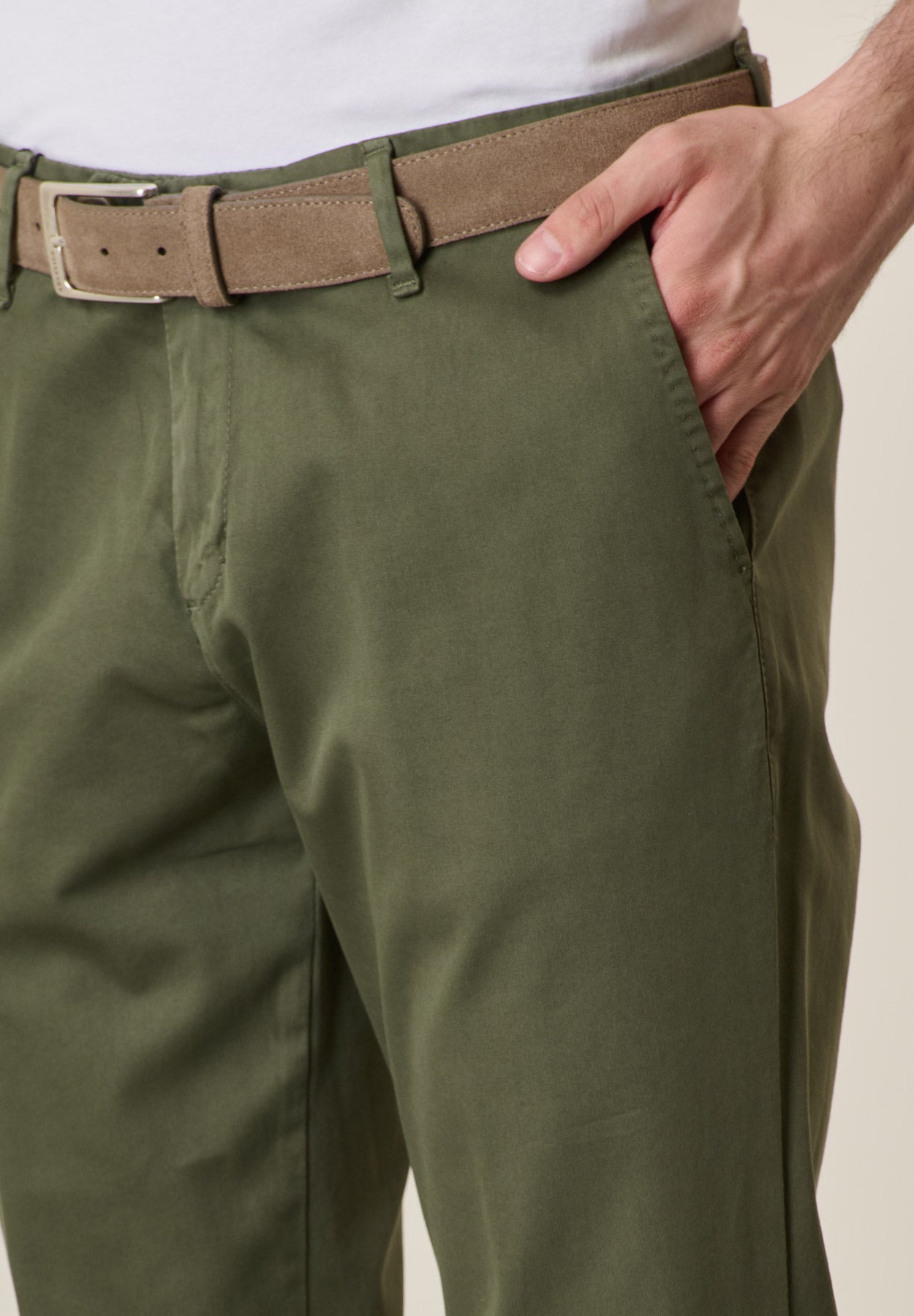 Pantalone verde militare cotone tricotina regular fit
