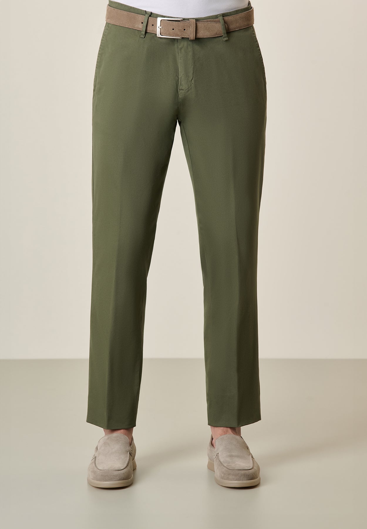 Pantalone verde militare cotone tricotina regular fit