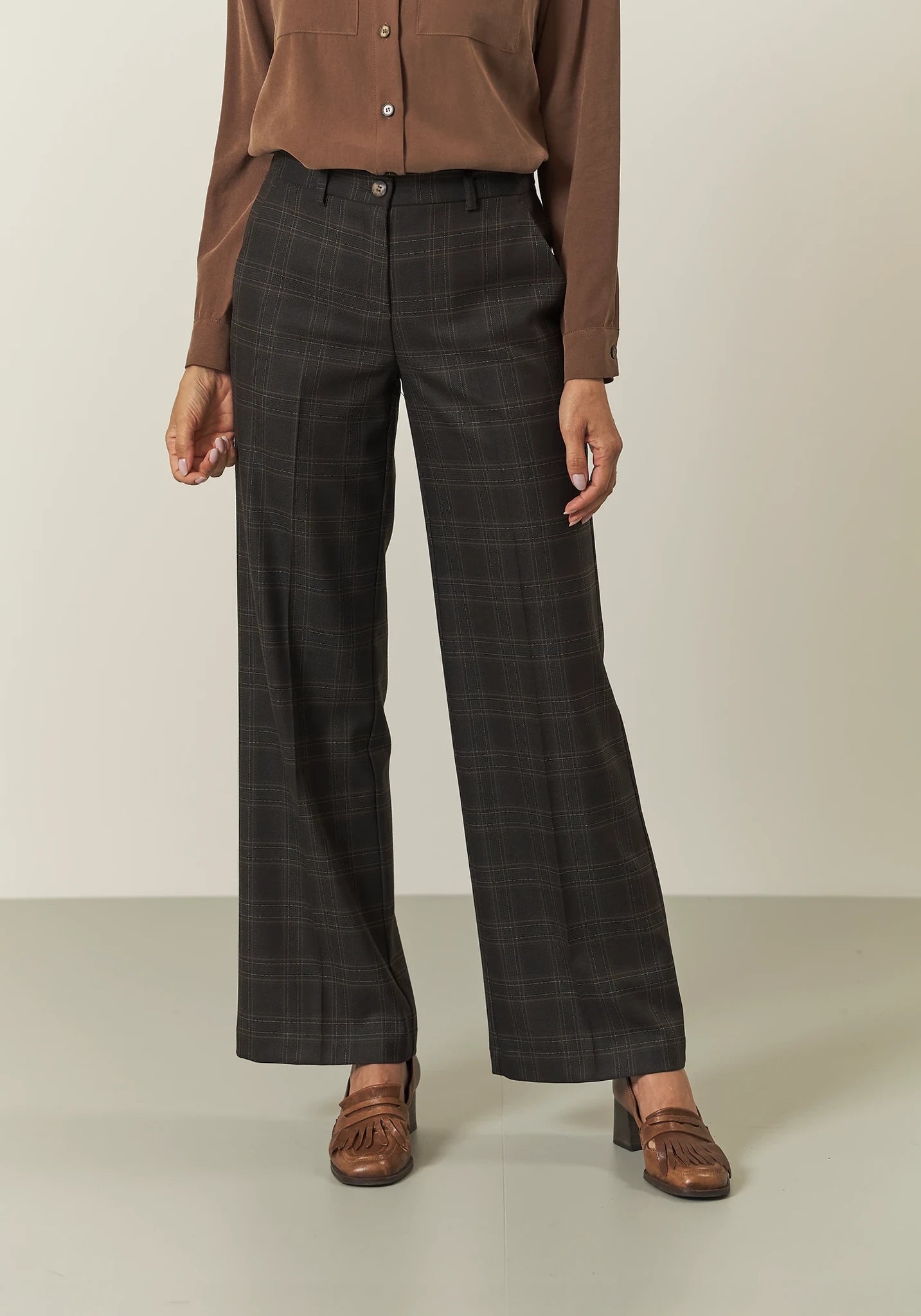 Pantalone marroni beige Galles ampi