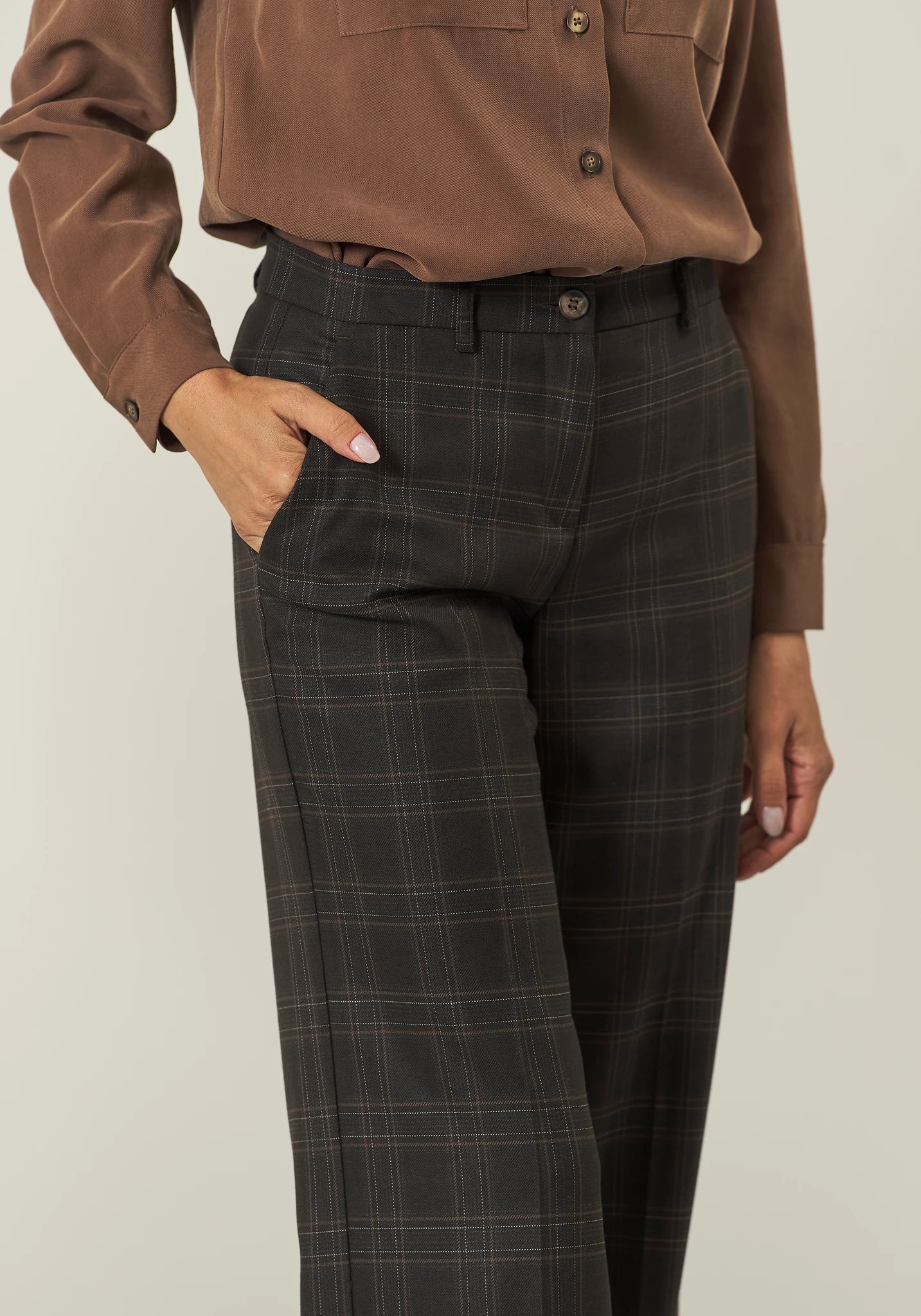 Pantalone marroni beige Galles ampi