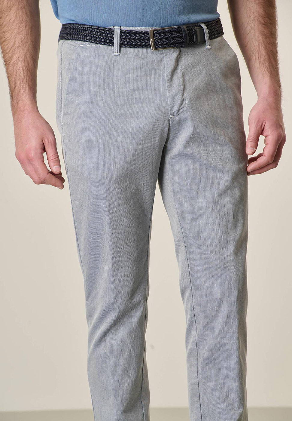 Pantalone blu panna armaturato slim fit