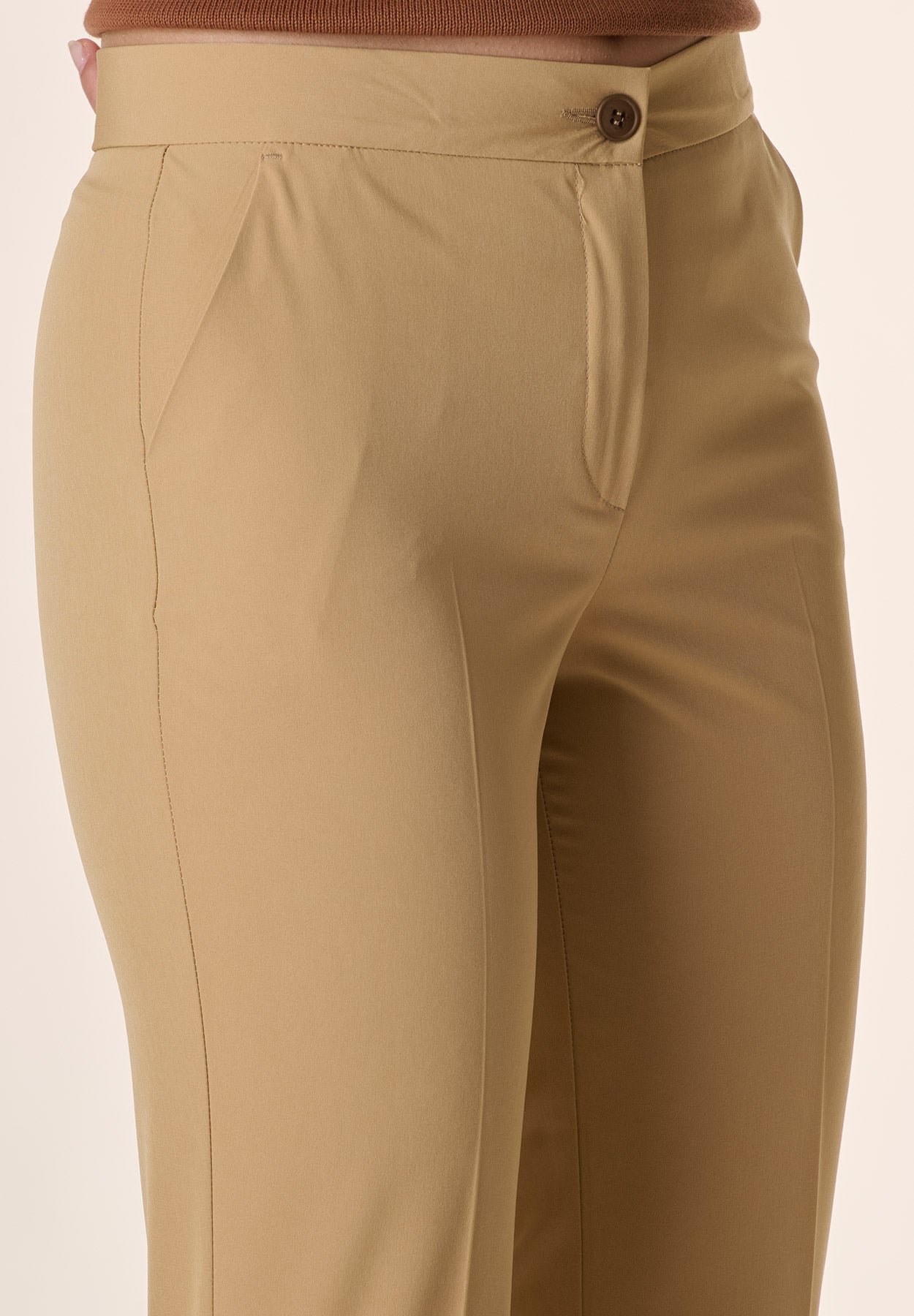 Pantalone cammello con risvolto-Angelico