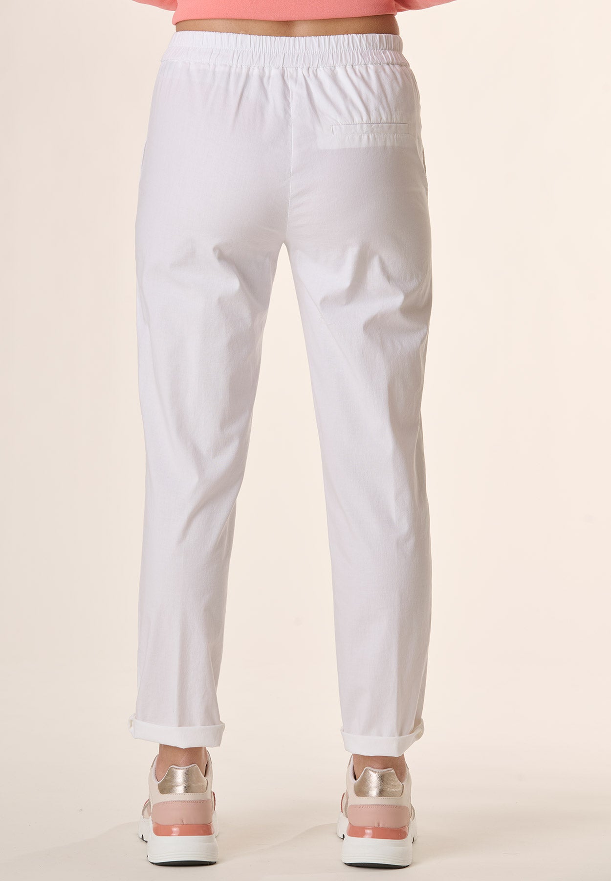 Weiße Stretch-Baumwollhose mit elastischem Bund Angelico 3