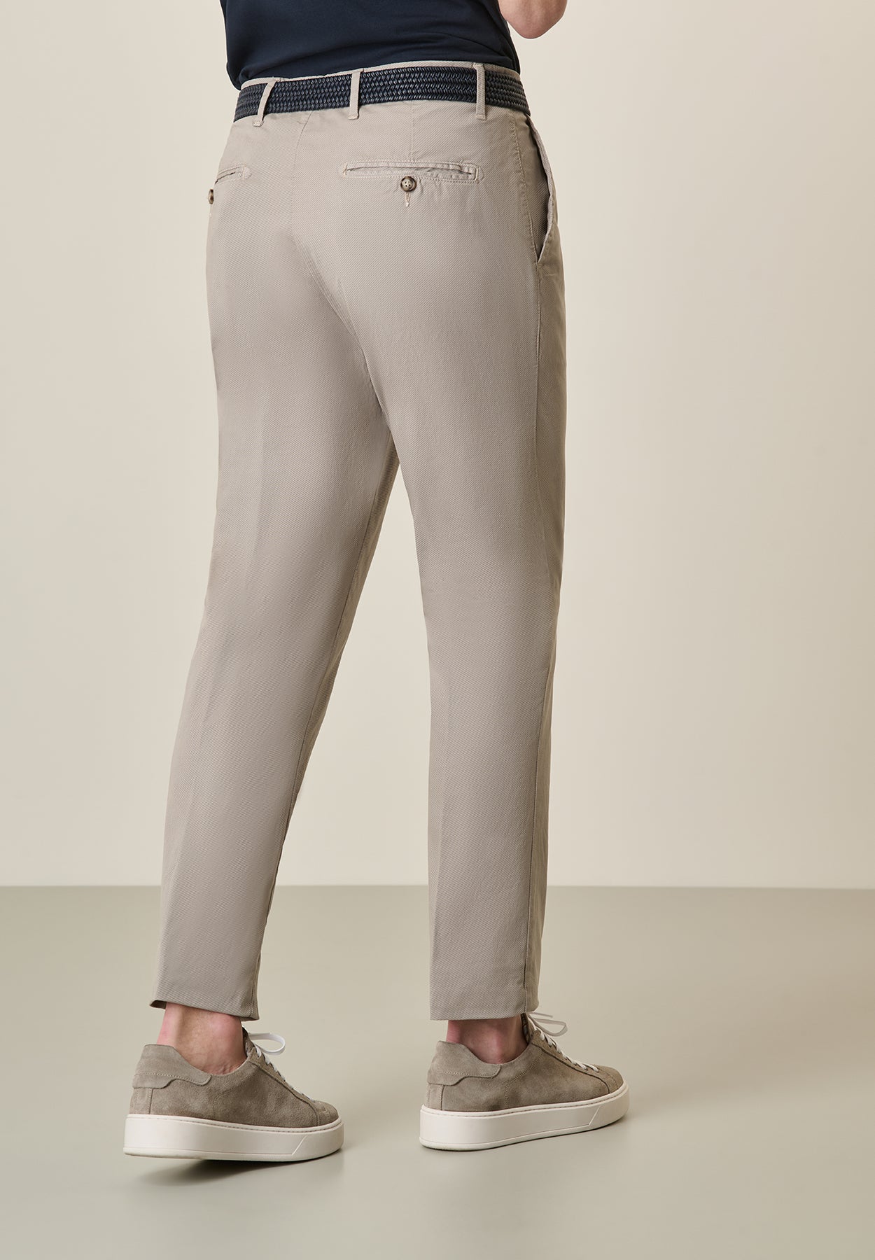 Pantalone beige riga diagonale cotone stretch regular fit