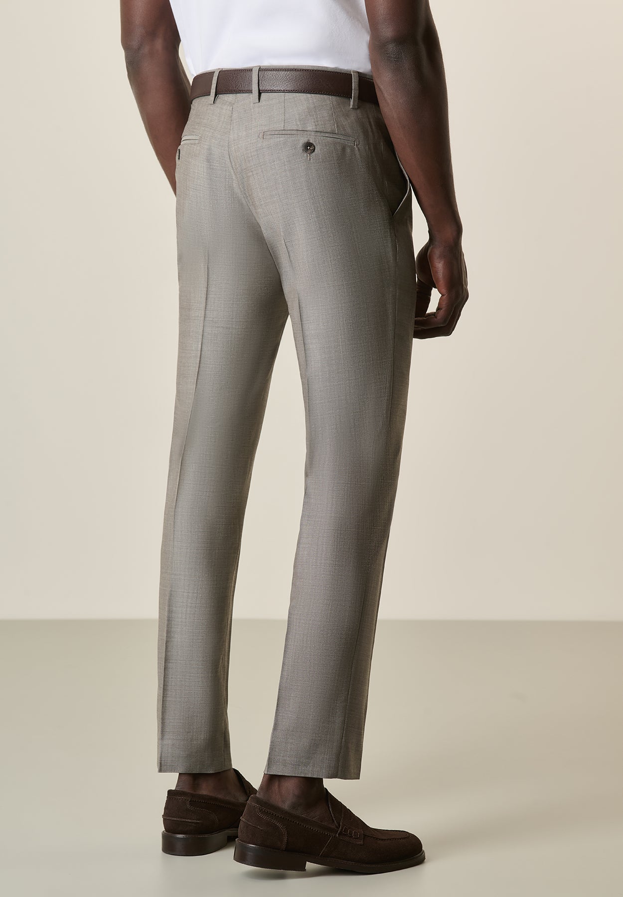 Pantalone beige effetto mohair lana vergine custom fit Angelico 3