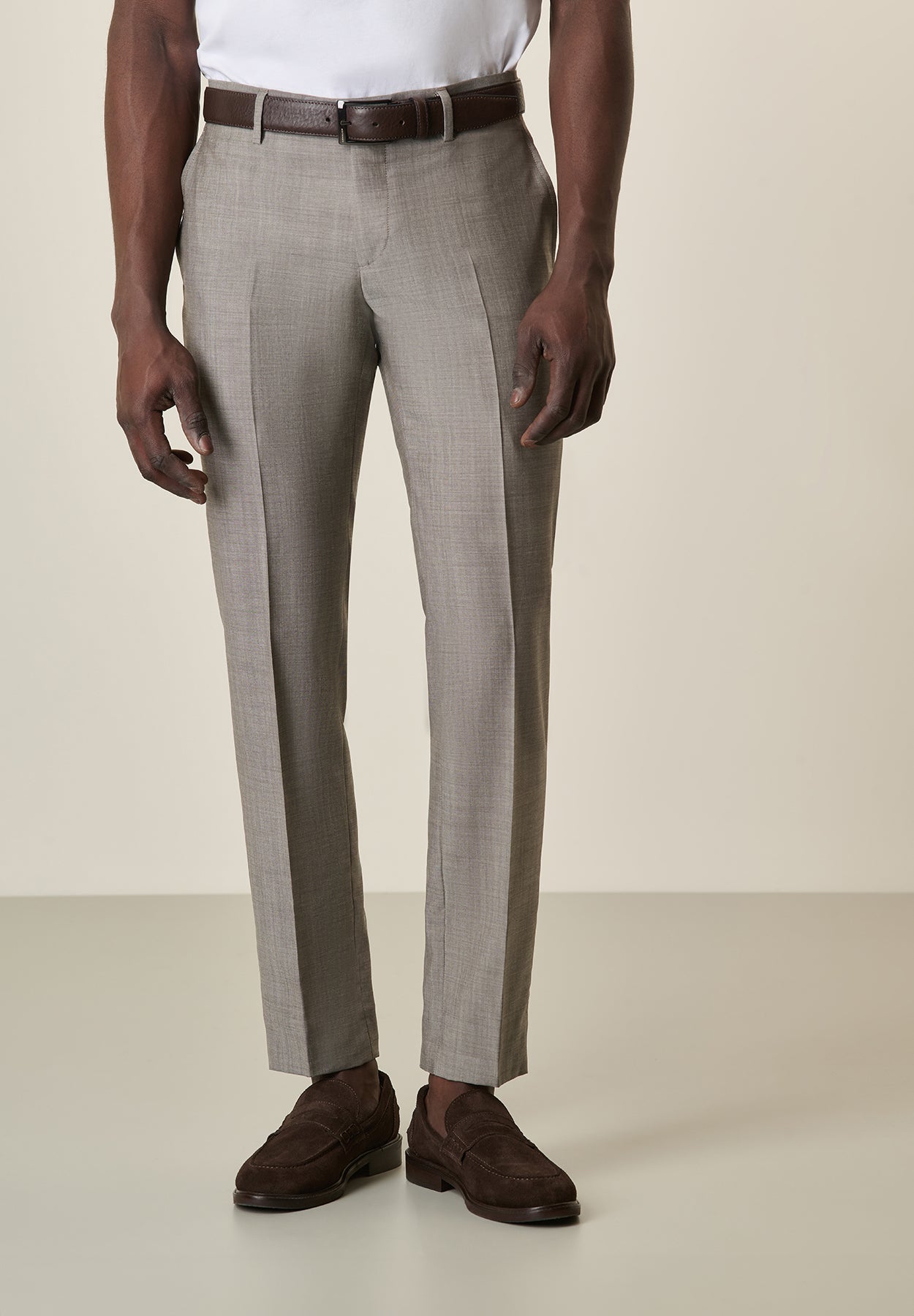 Pantalone beige effetto mohair lana vergine custom fit Angelico 1