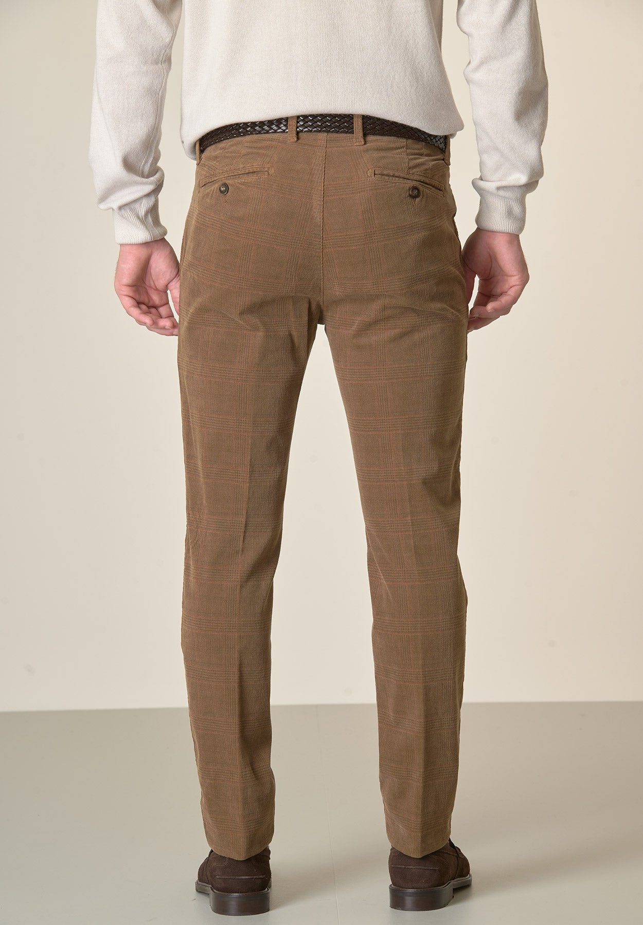 Pantalone bruciato fustagno Galles tinto capo slim fit-Angelico