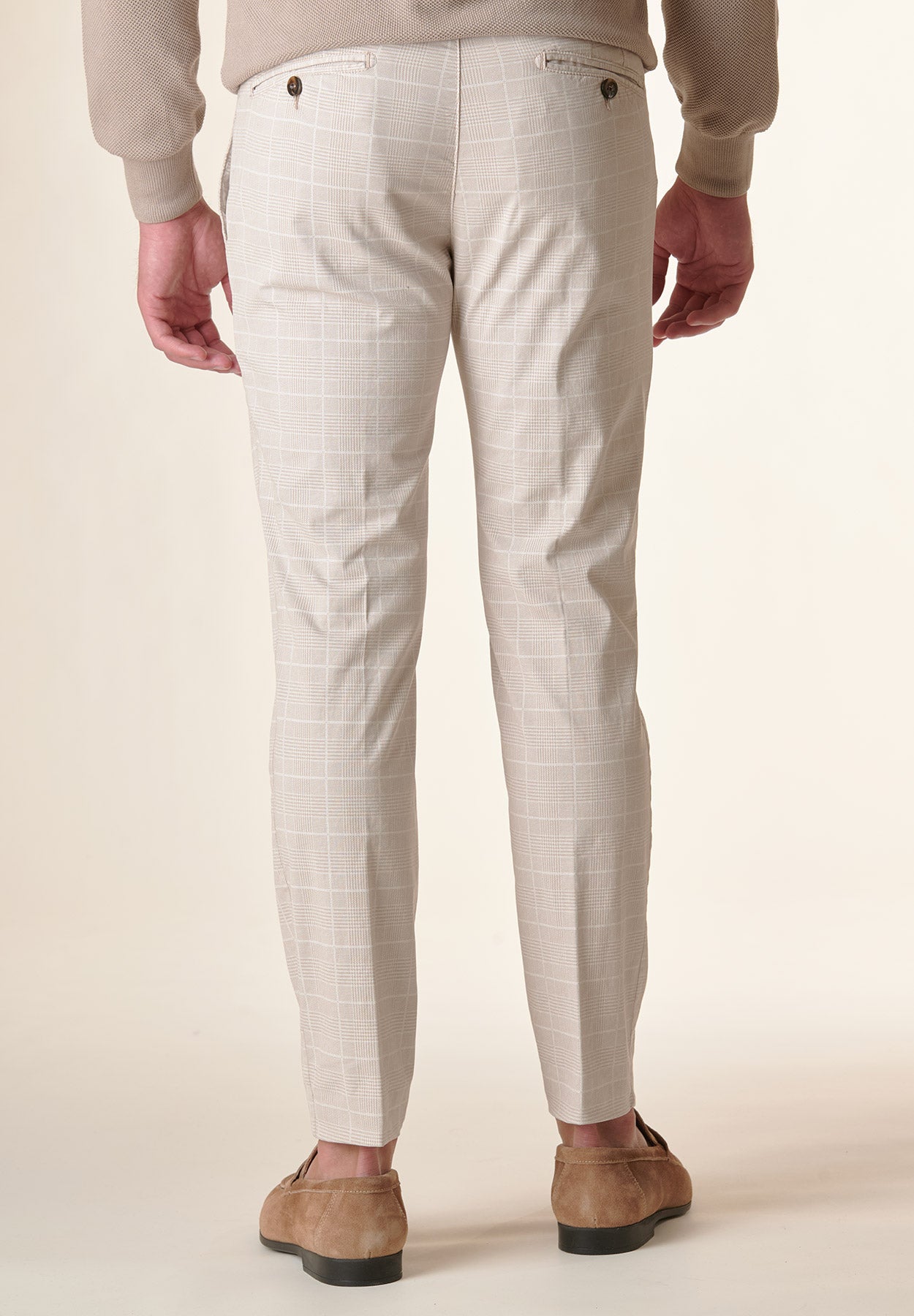 Pantalone gesso galles cotone stretch slim fit-Angelico