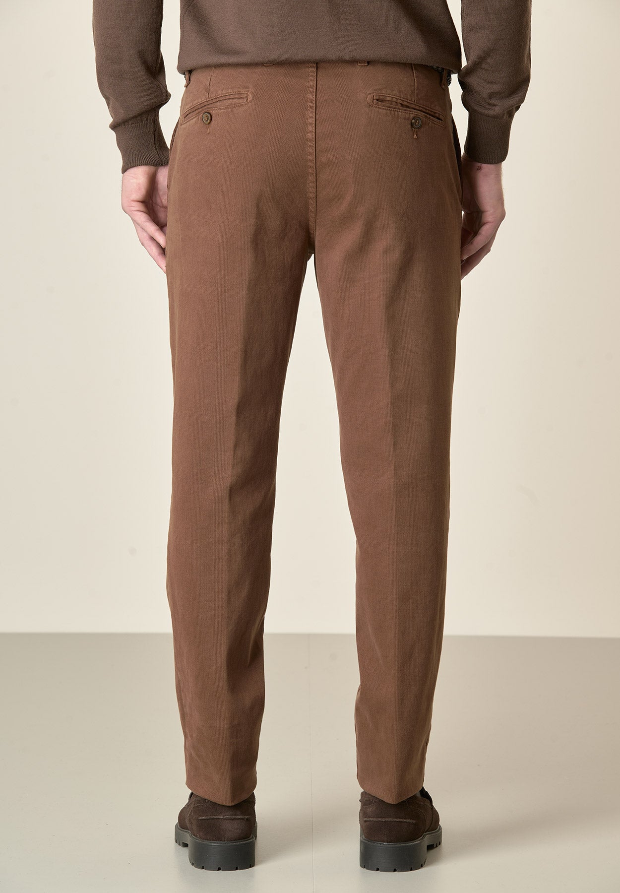 Pantalone marrone Galles cotone stretch regular fit-Angelico