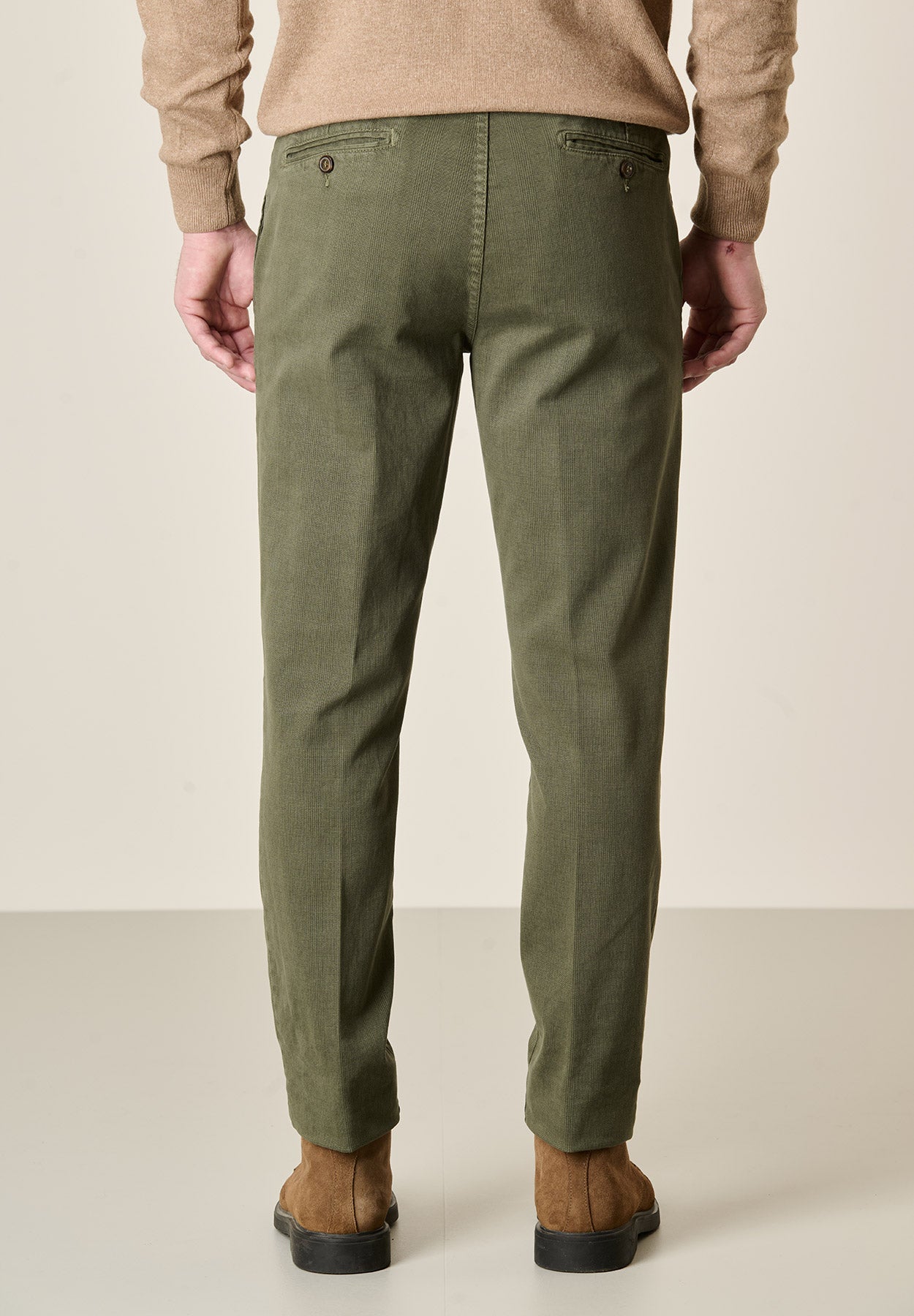 Pantalone verde militare Galles cotone stretch regular fit-Angelico
