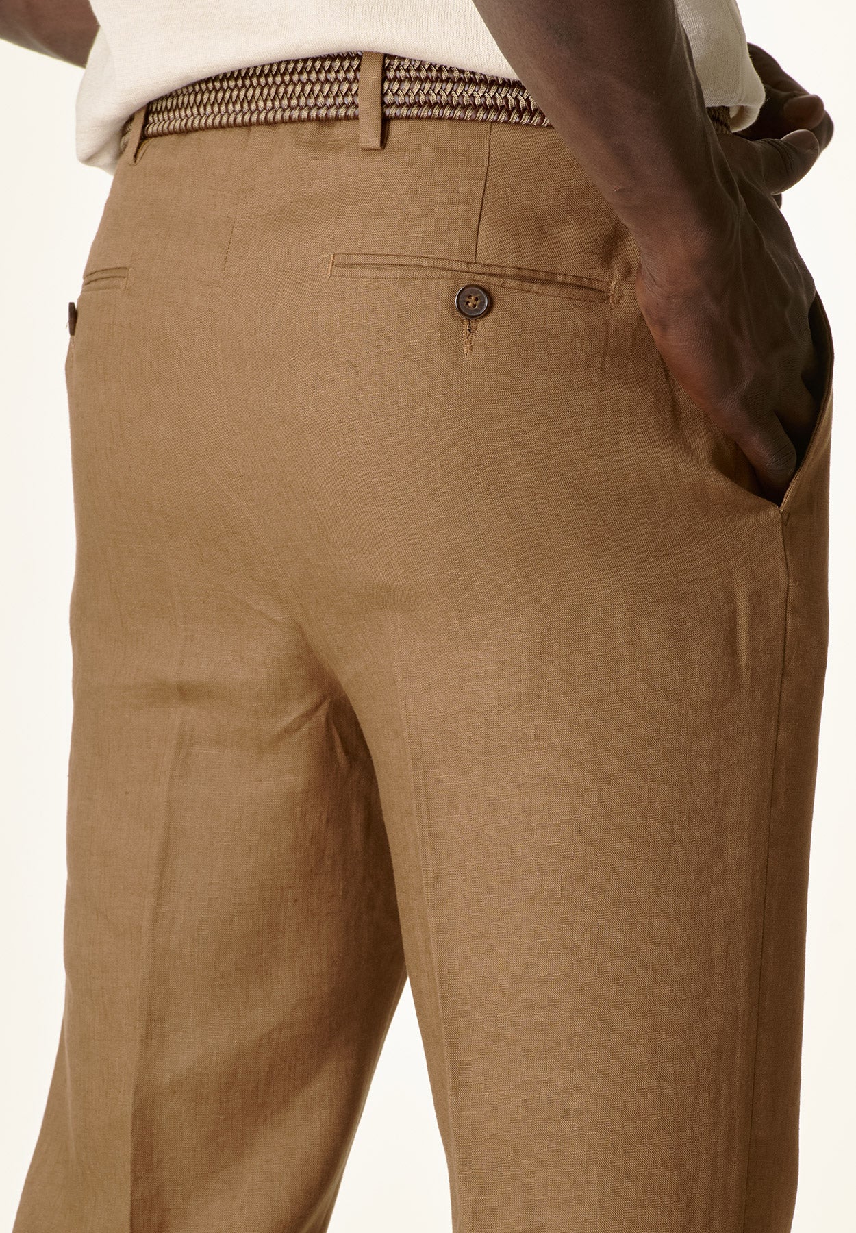 Pantalone tabacco lino custom fit-Angelico