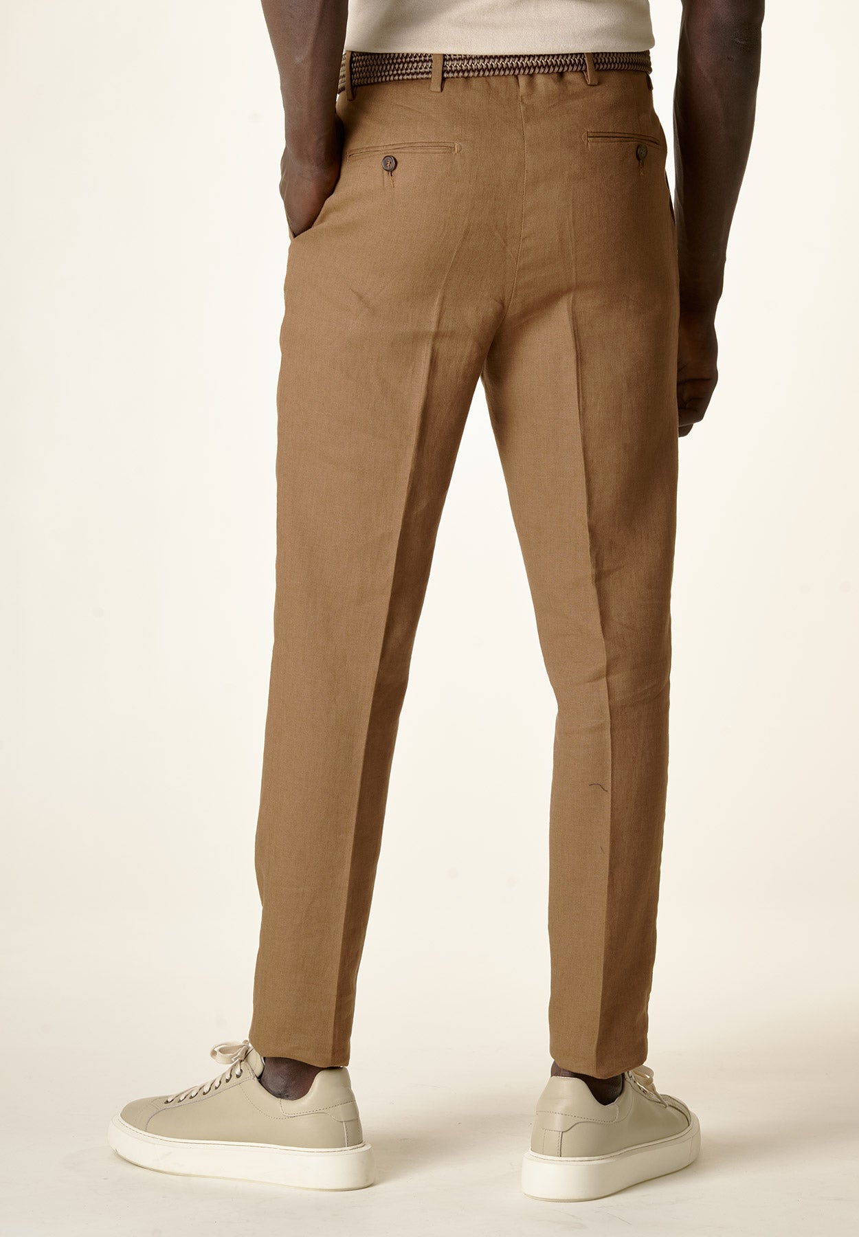 Pantalone tabacco lino custom fit-Angelico