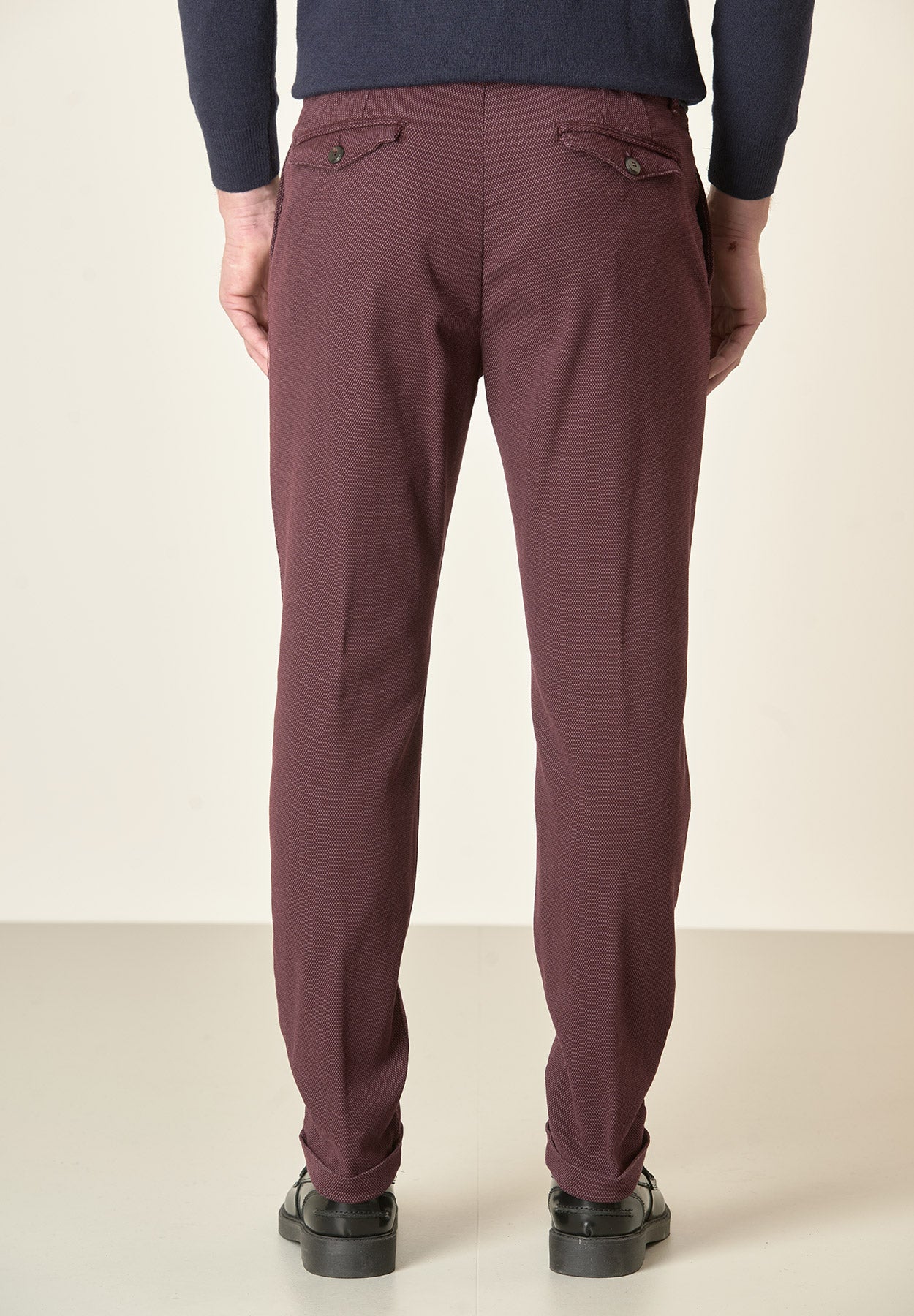 Pantalone vinaccia microdisegno doppia pinces slim fit-Angelico