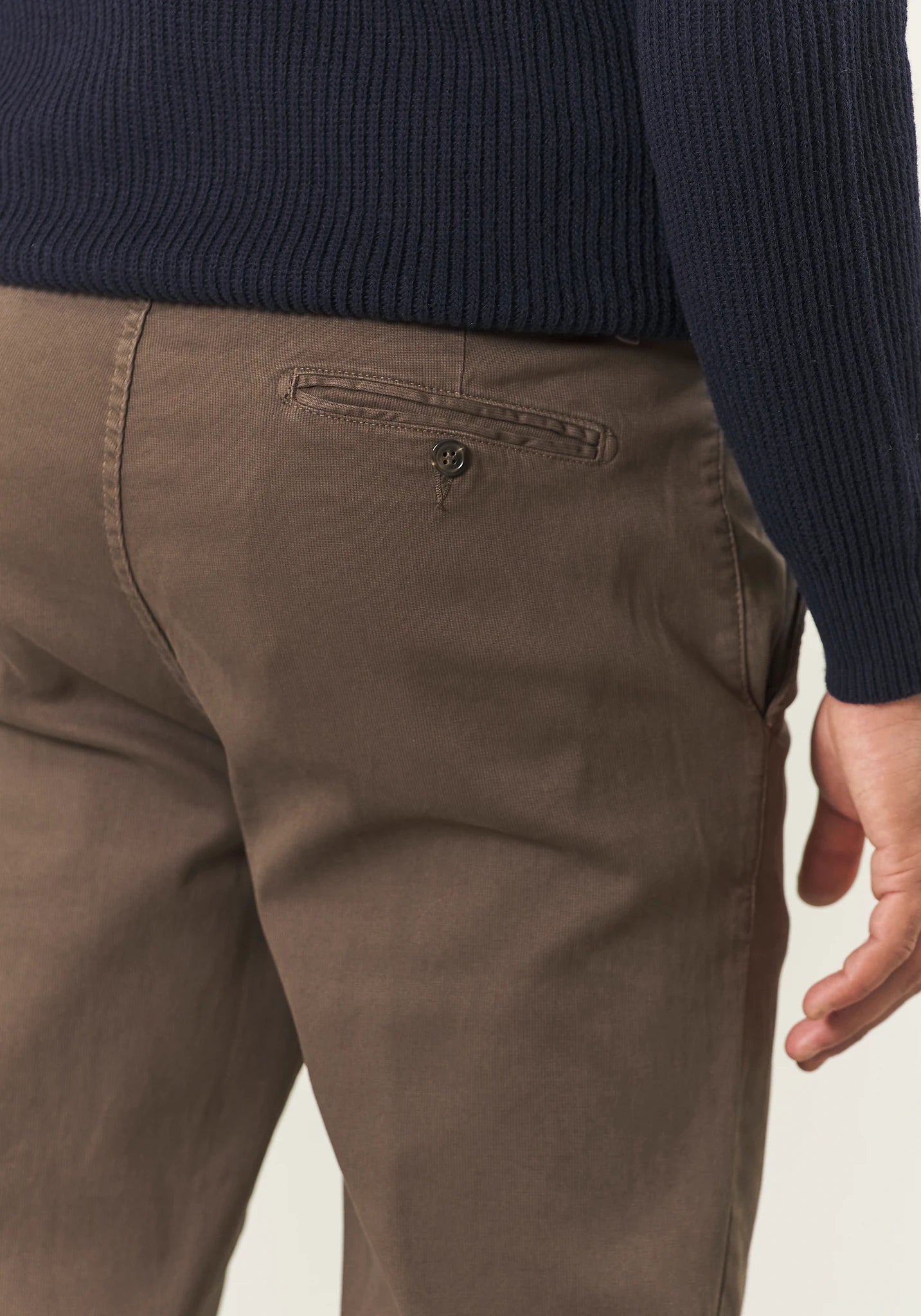 Pantalone marrone microstruttura cotone stretch slim fit
