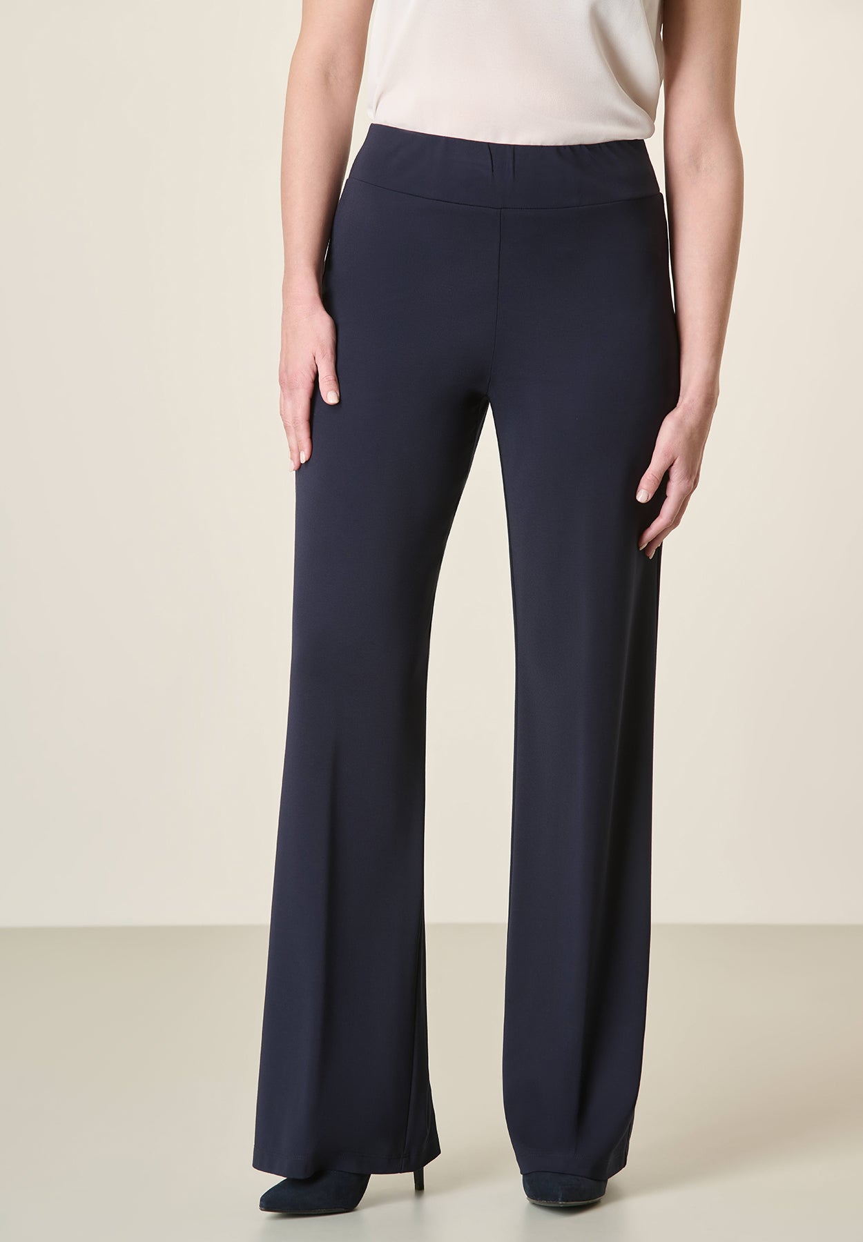 Pantalone palazzo blu jersey stretch