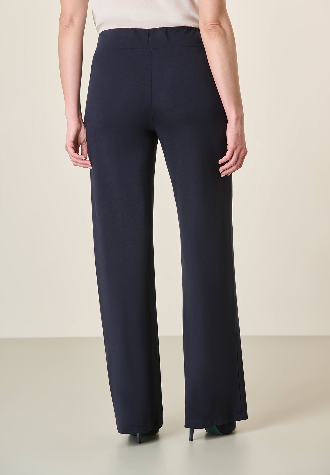 Pantalone palazzo blu jersey stretch