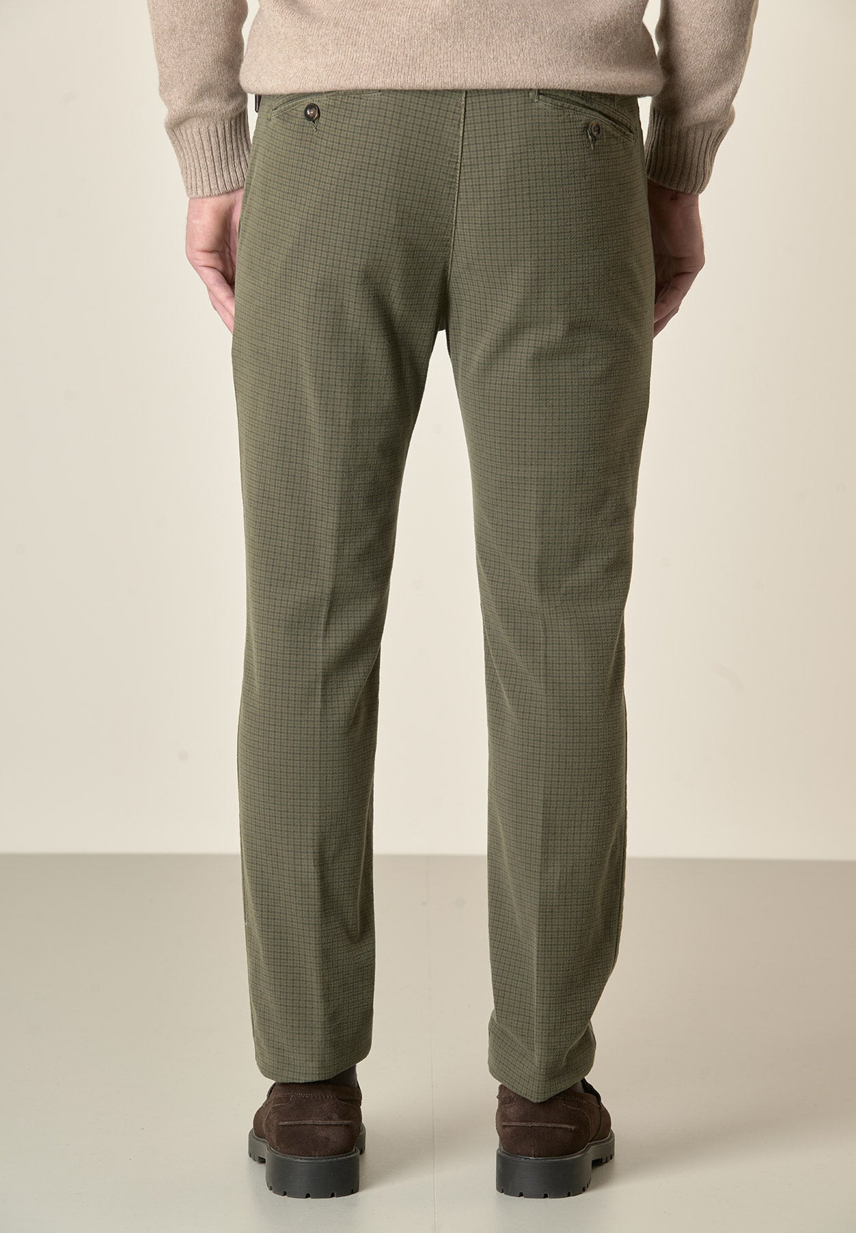 Pantalone verde fustagno Pied de Poule slim fit-Angelico