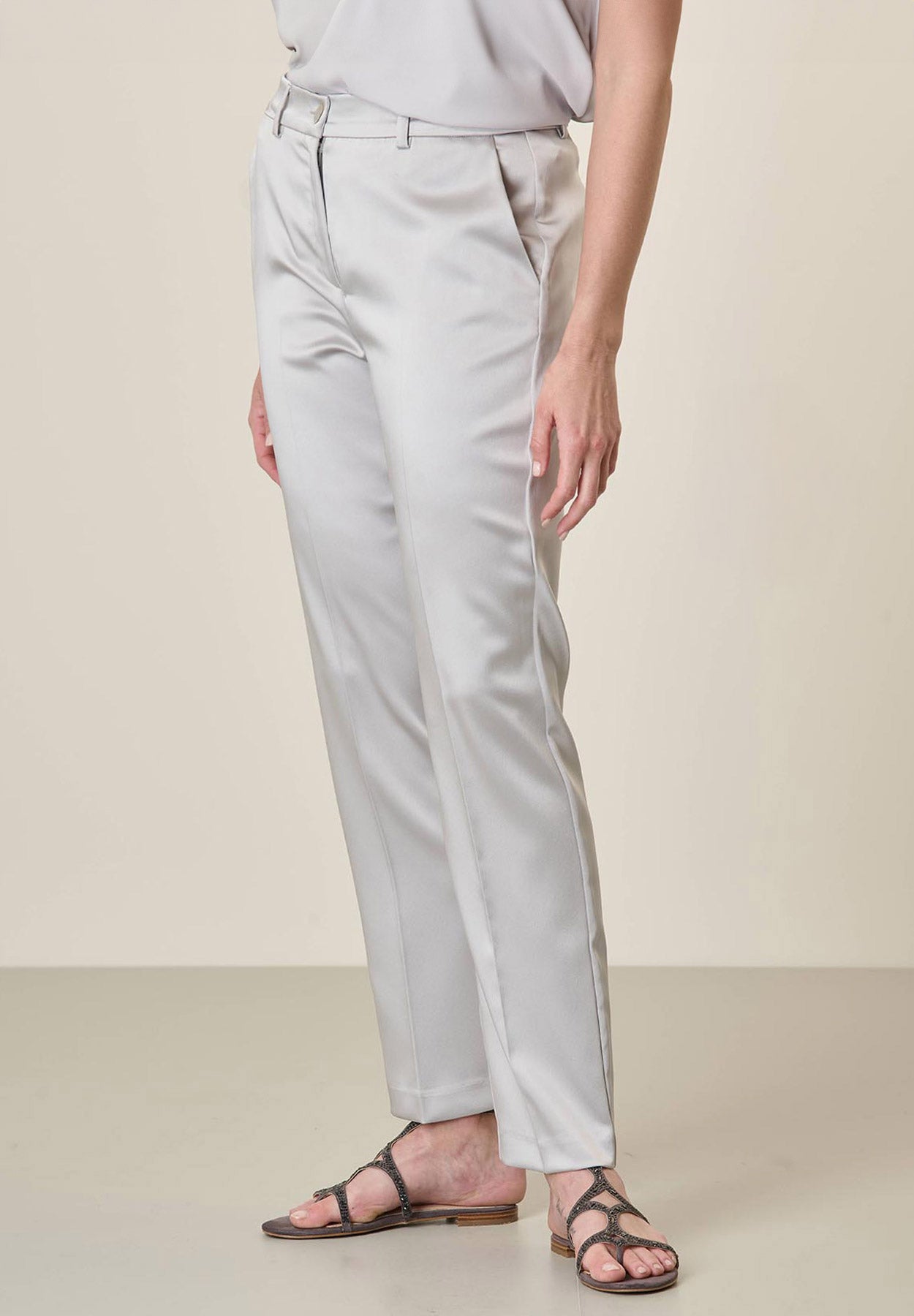 Pantalone raso grigio chiaro