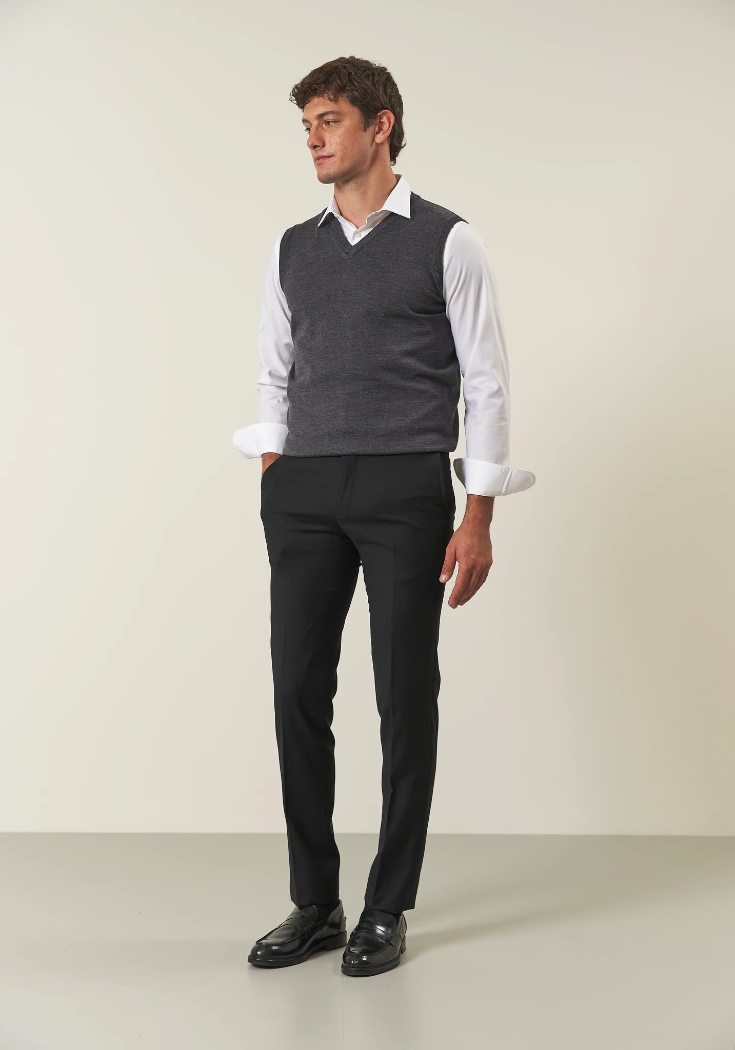 Pantalone nero sallia lana custom fit