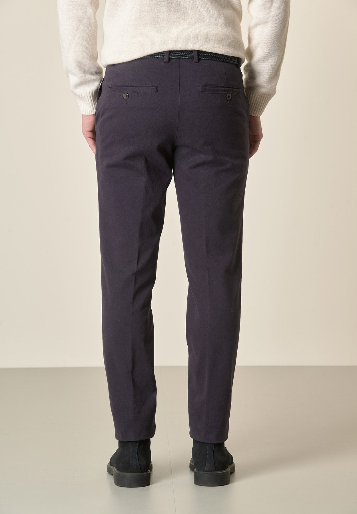 Pantalone blu sartoriale gabardina cotone regular fit-Angelico