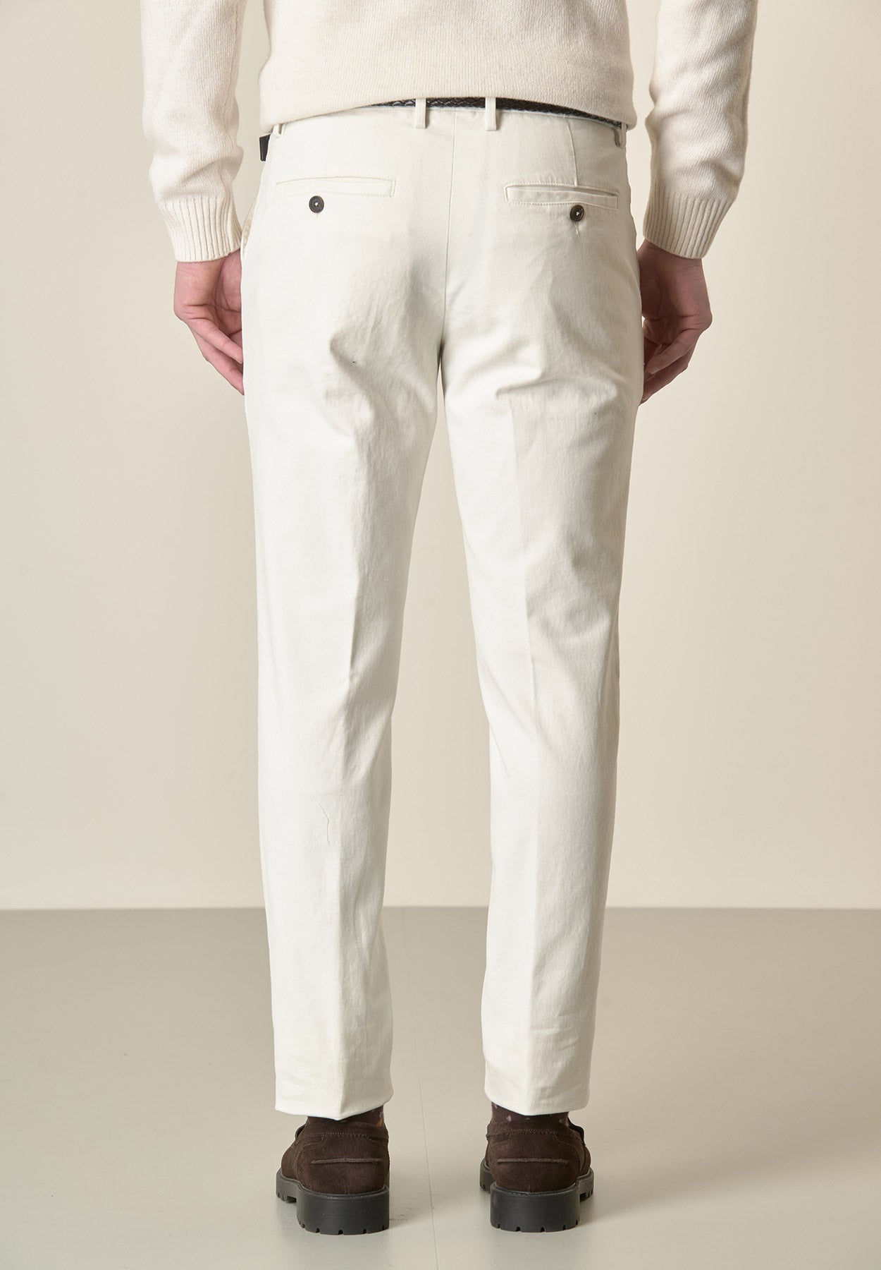 Pantalone burro sartoriale gabardina cotone regular fit-Angelico
