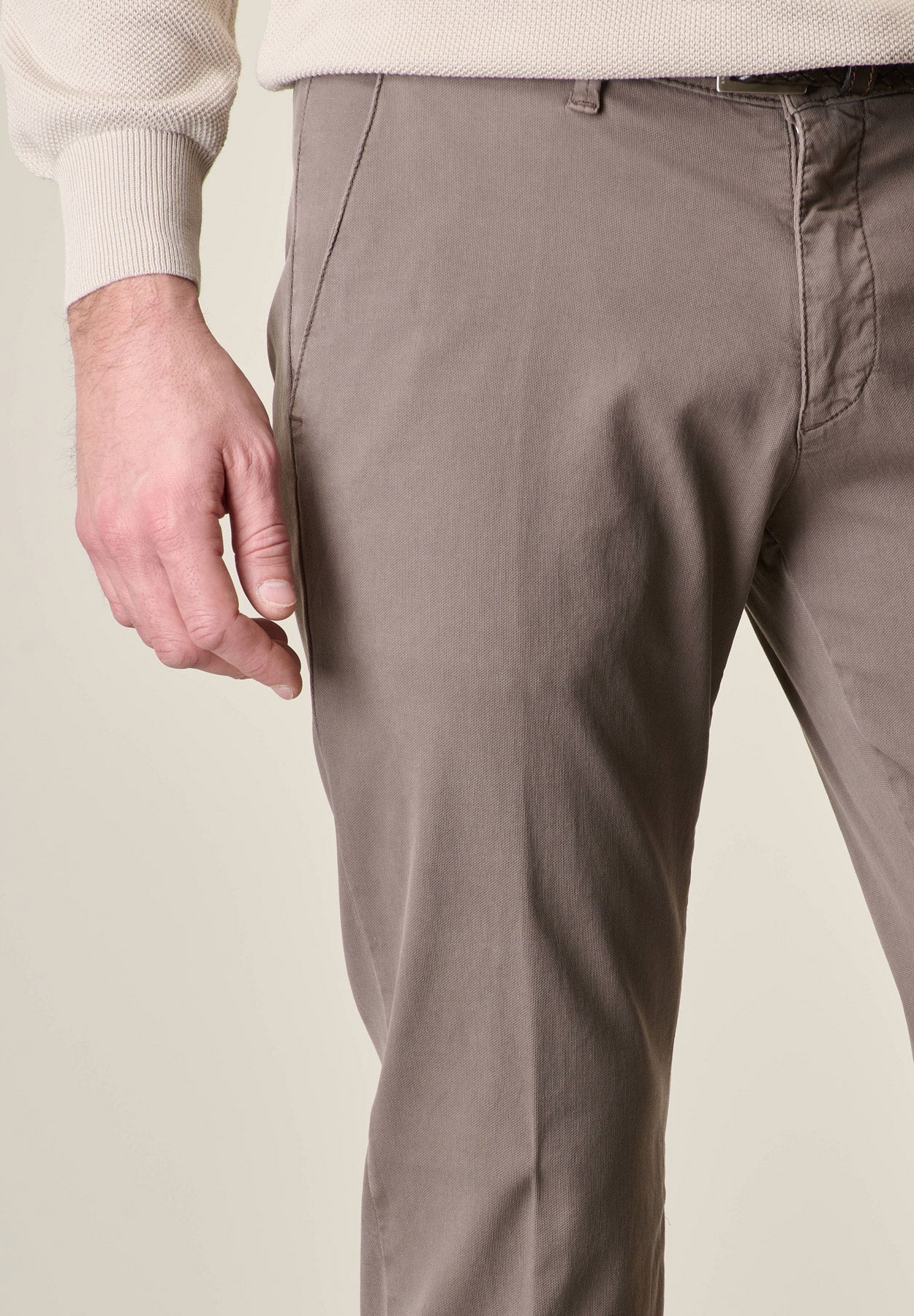Pantalone marrone cotone tencel stretch slim fit