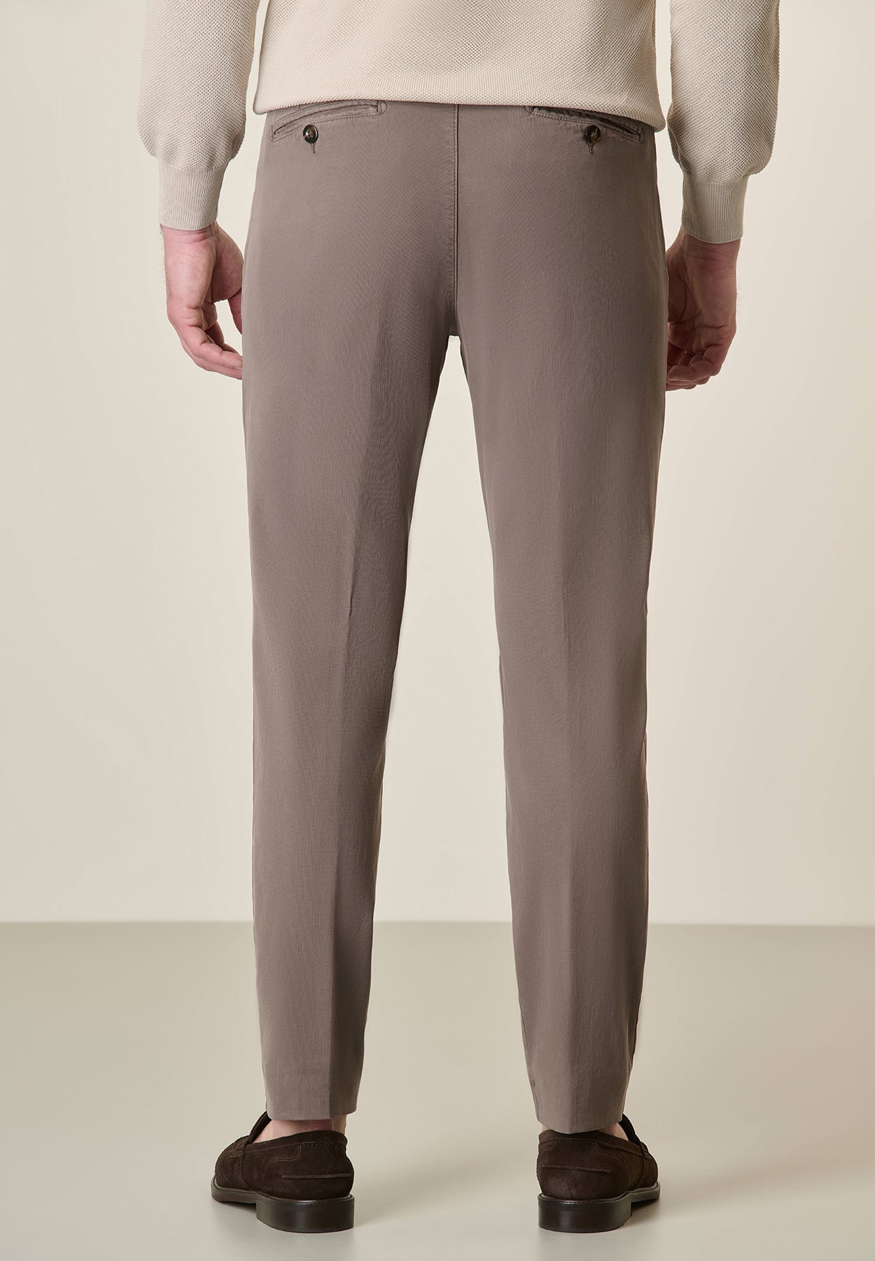 Pantalone marrone cotone tencel stretch slim fit