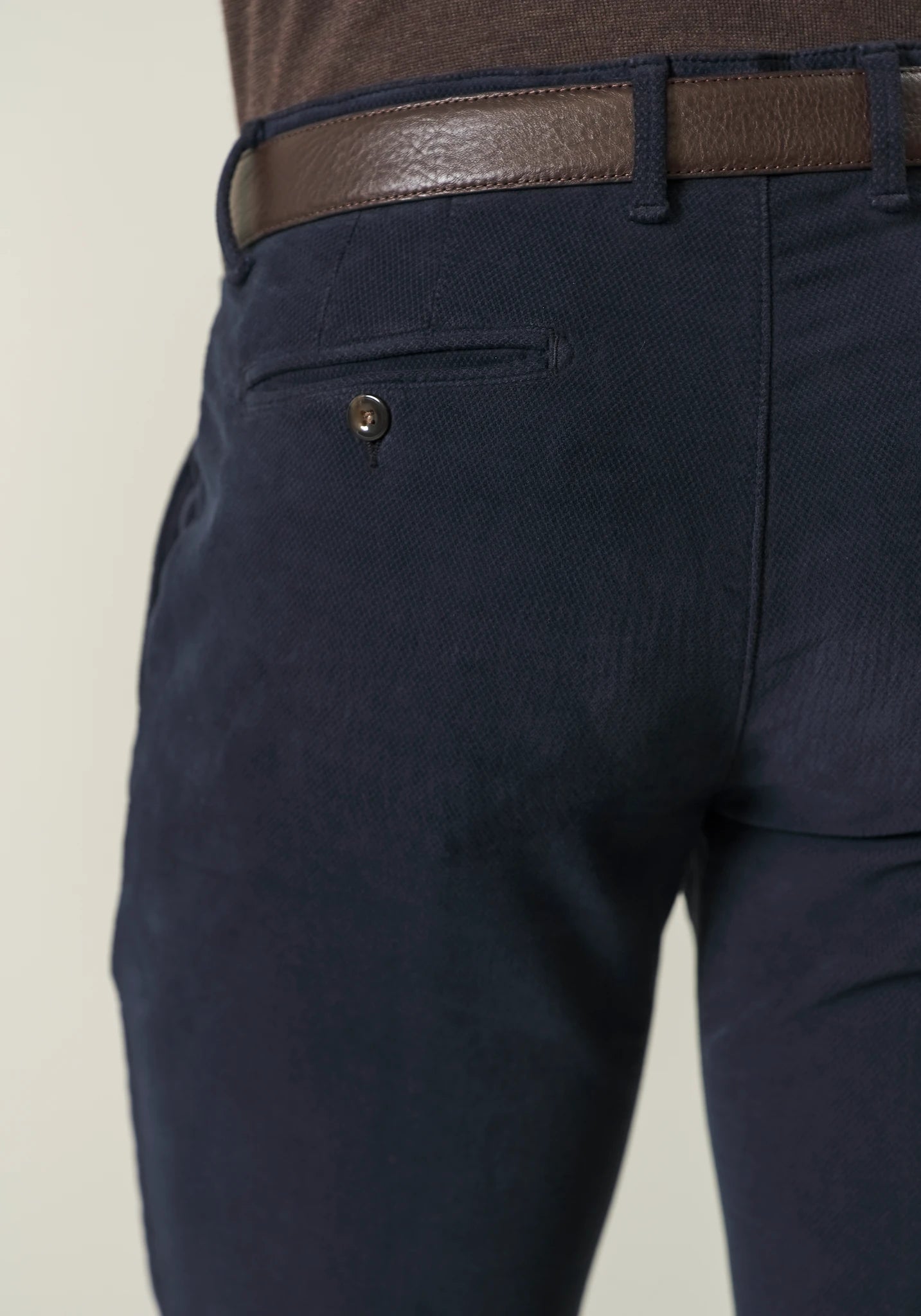 Pantalone blu fustagno cotone jacquard slim fit