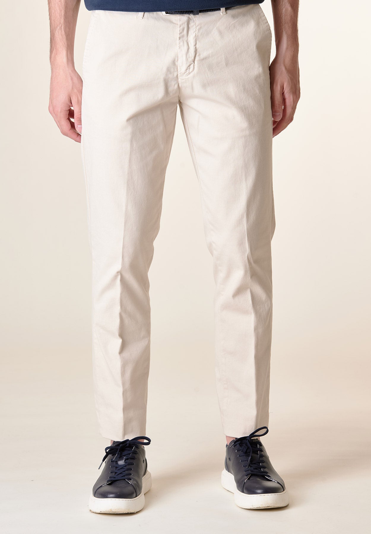 Pantalone beige cotone stretch regular fit