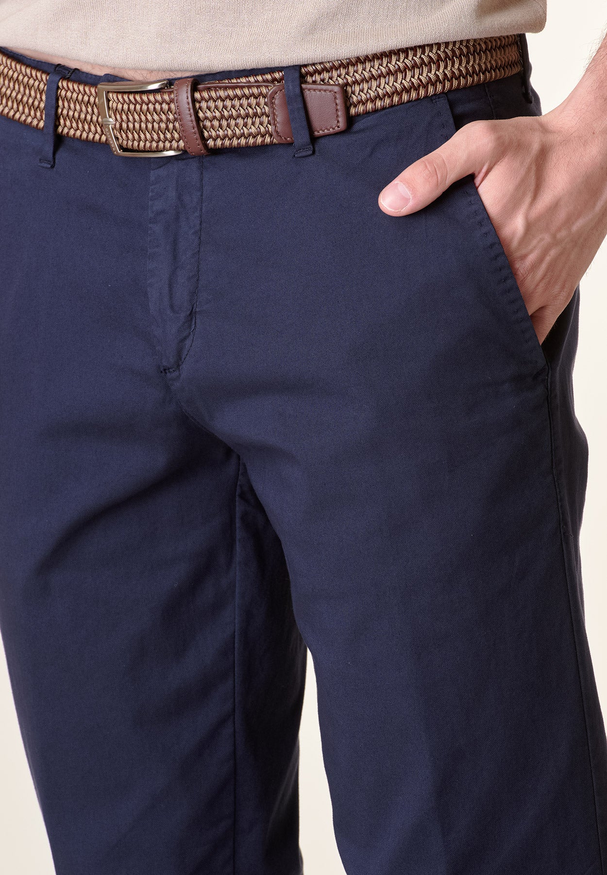 Pantalone blu cotone stretch regular fit
