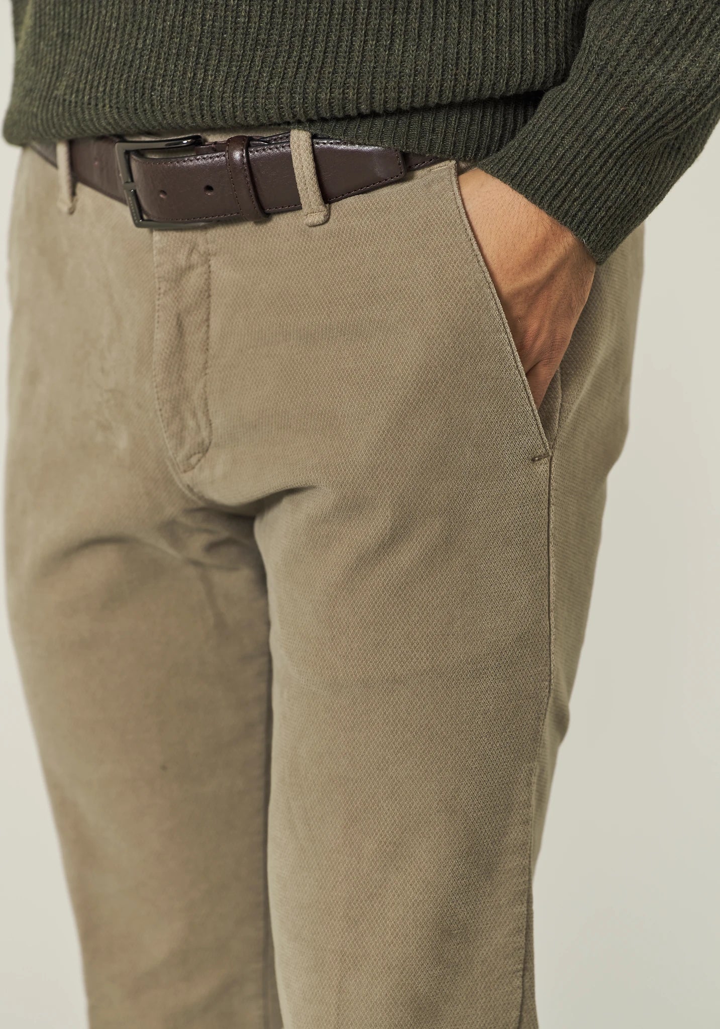 Pantalone mastice fustagno cotone jacquard slim fit