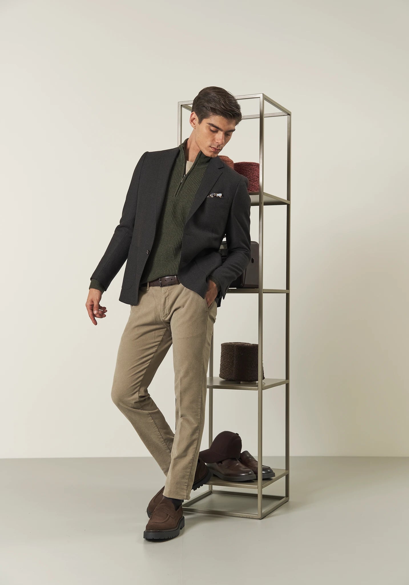 Pantalone mastice fustagno cotone jacquard slim fit