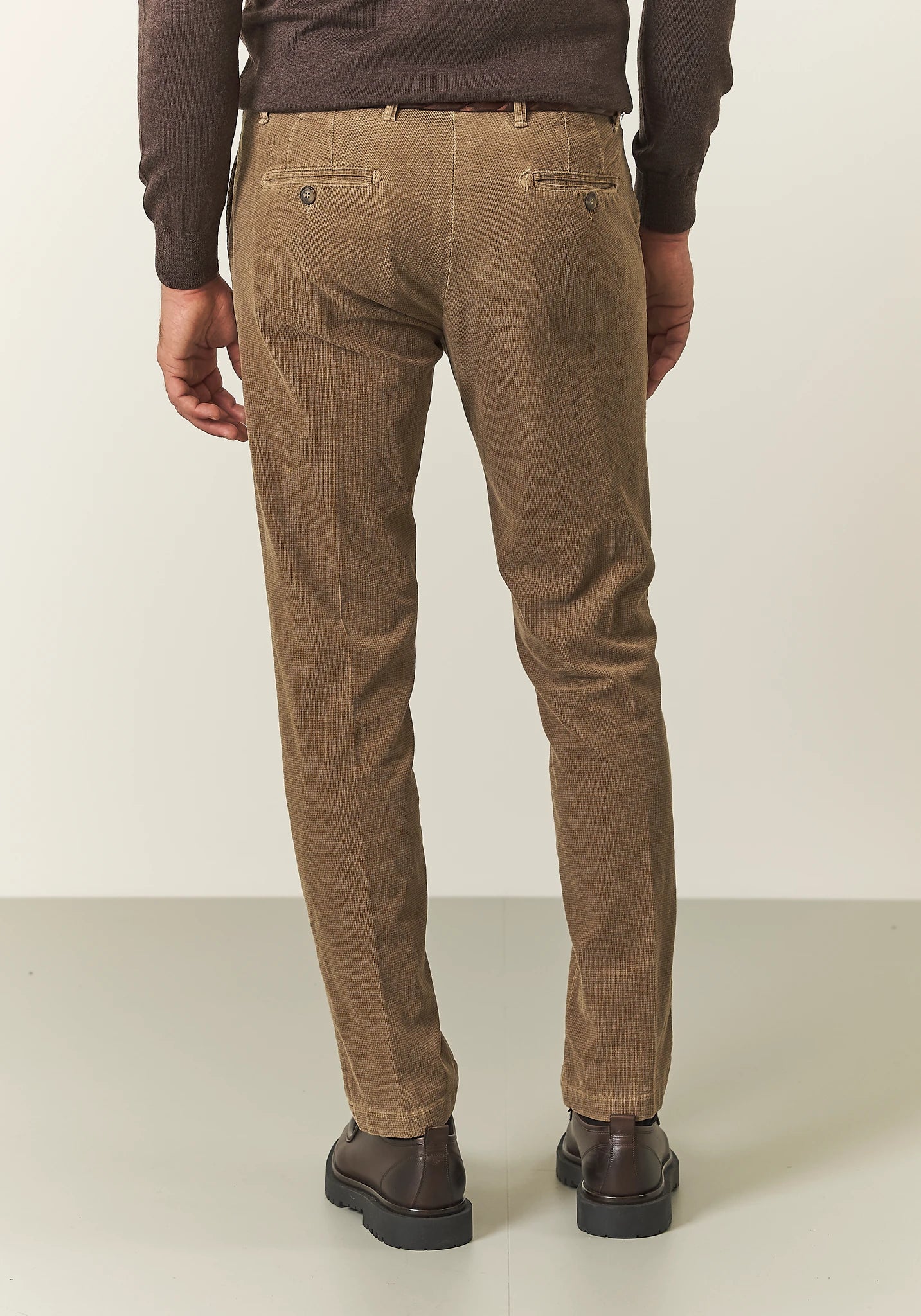 Pantalone cammello fustagno jacquard slim fit