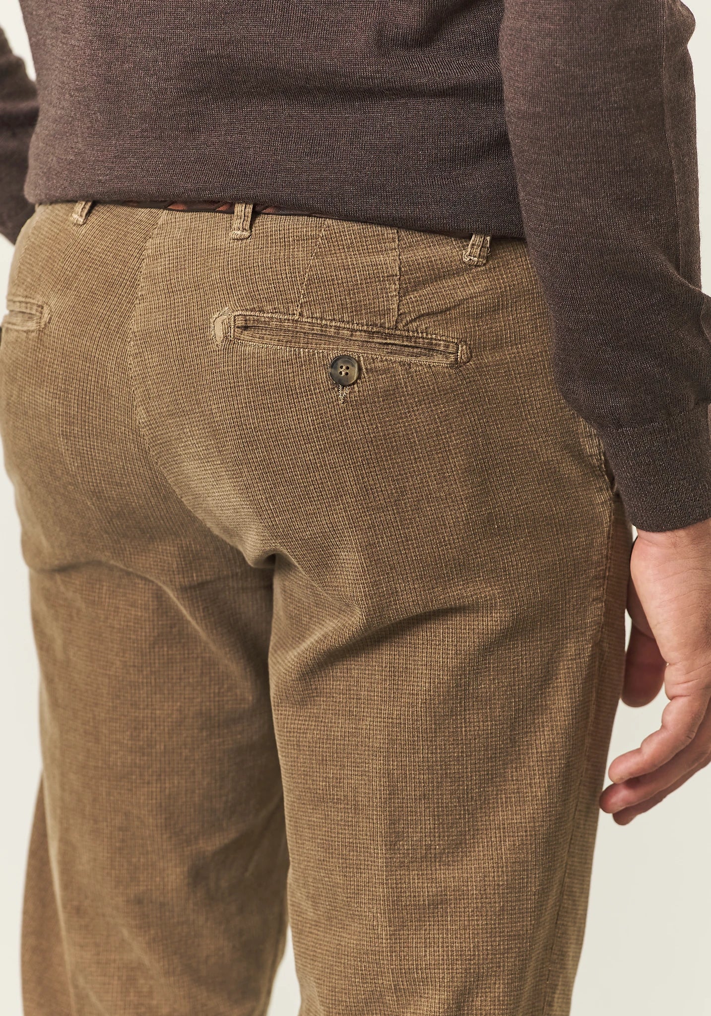 Pantalone cammello fustagno jacquard slim fit