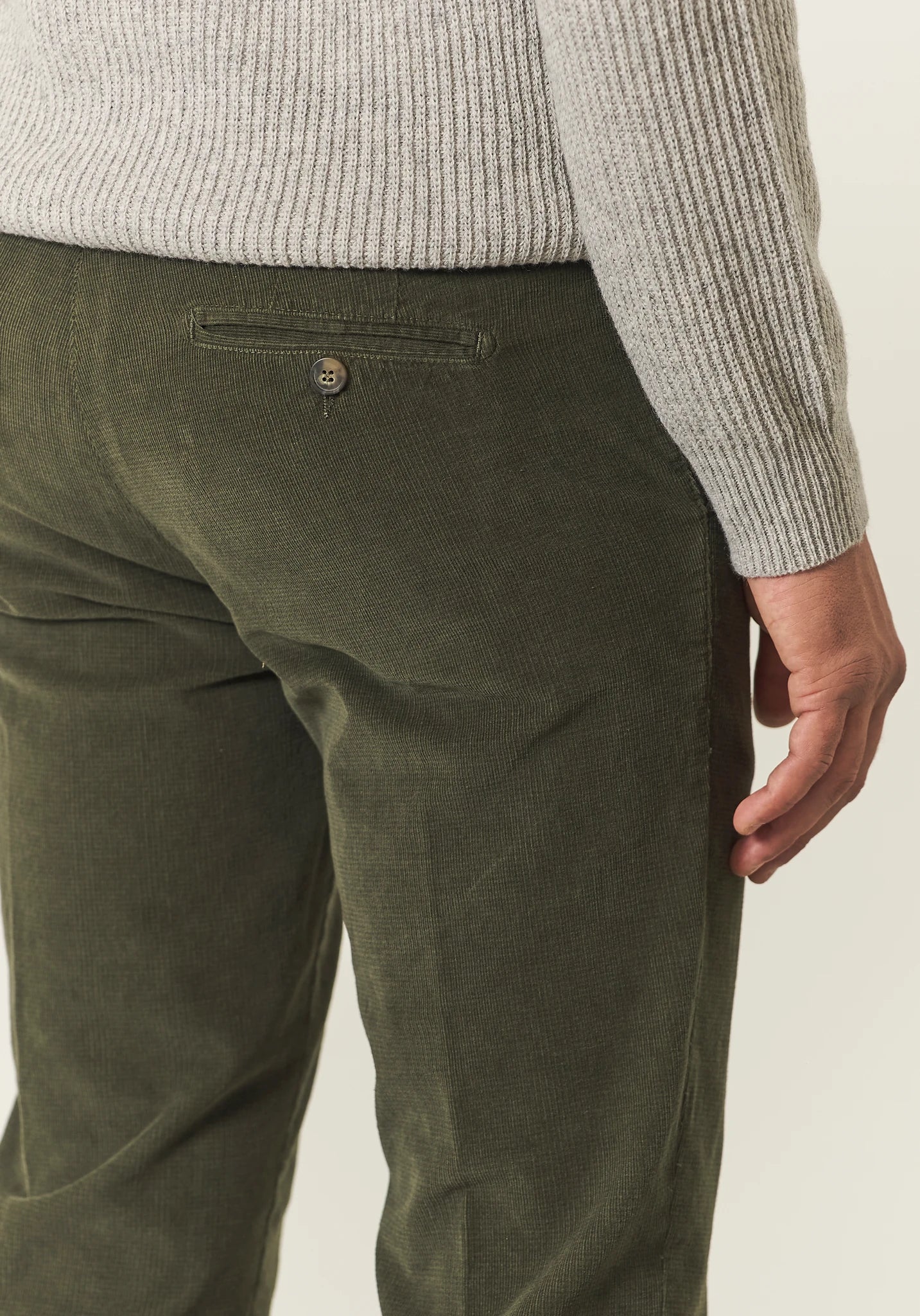 Pantalone verde militare fustagno jacquard slim fit