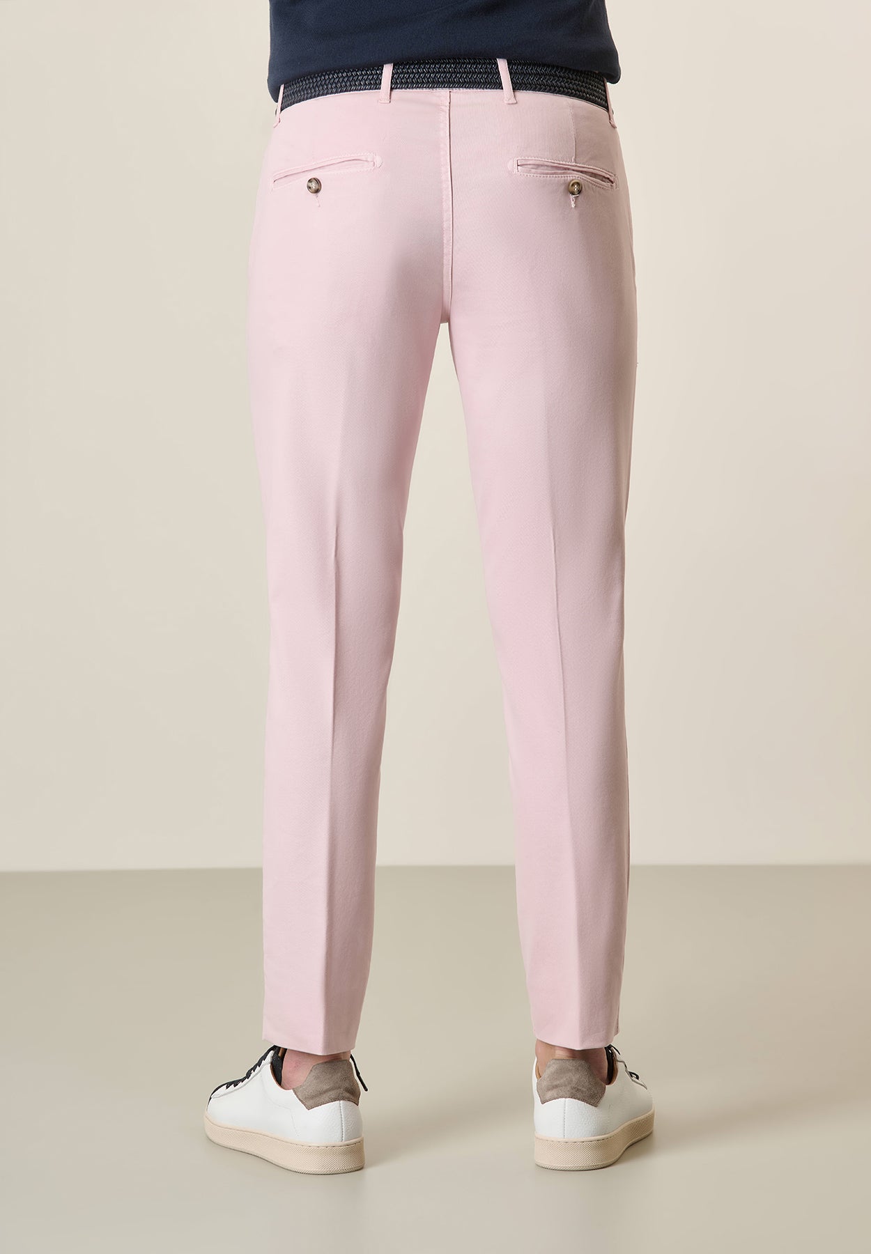 Rosa Hose mit Stretch-Baumwolle und Tricotina-Muster im Slim Fit