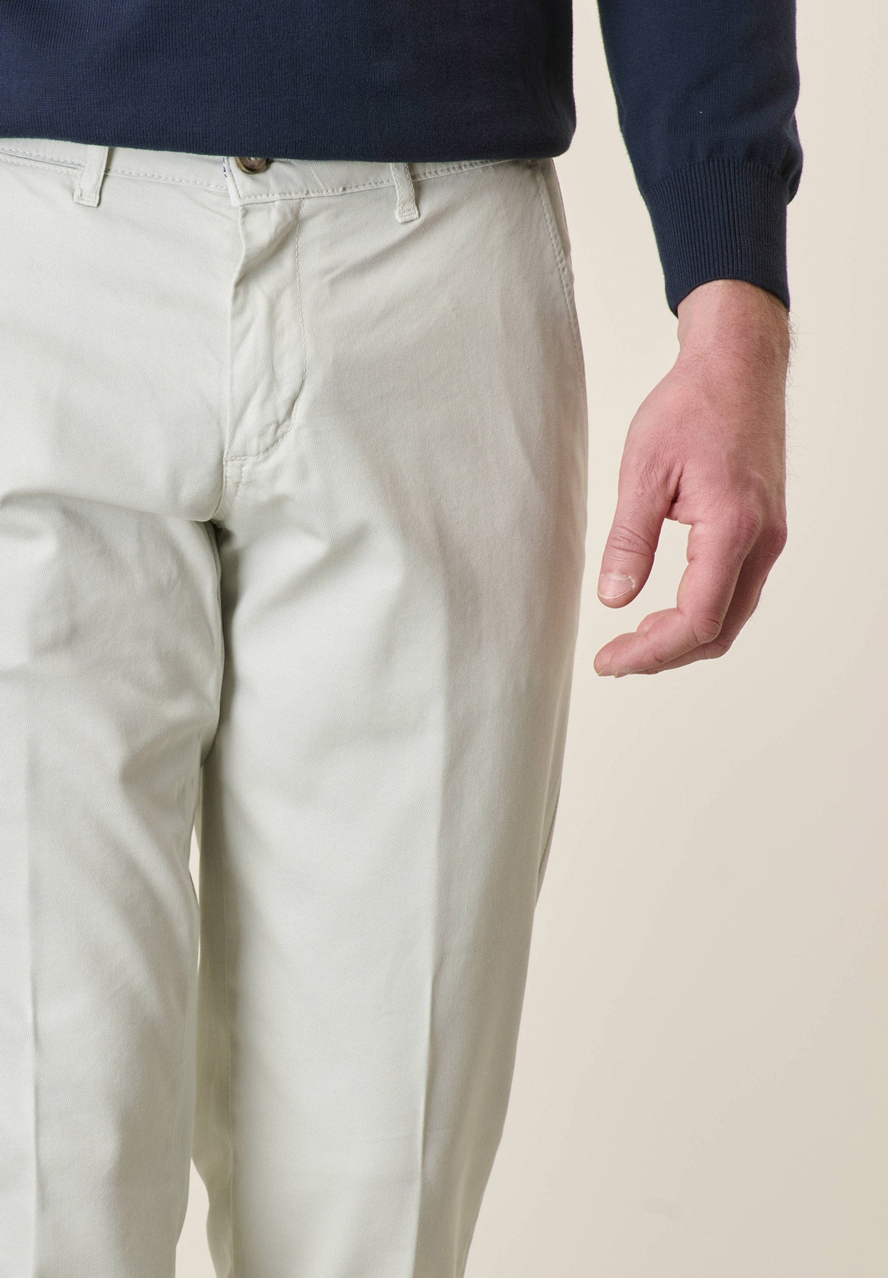 Pantalone verde acqua tricotina cotone stretch slim fit