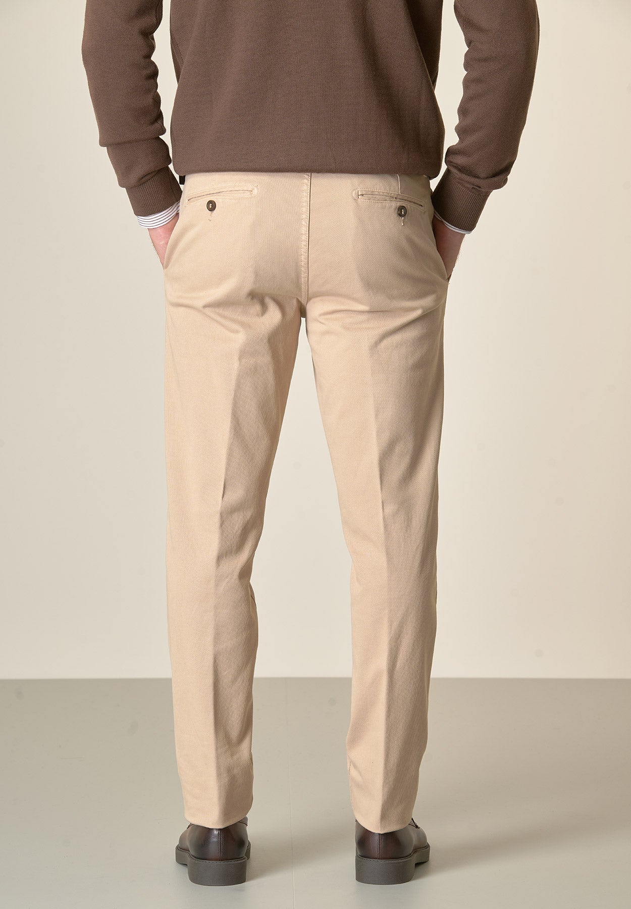 Pantalone beige tricotina cotone stretch regular fit Angelico 3