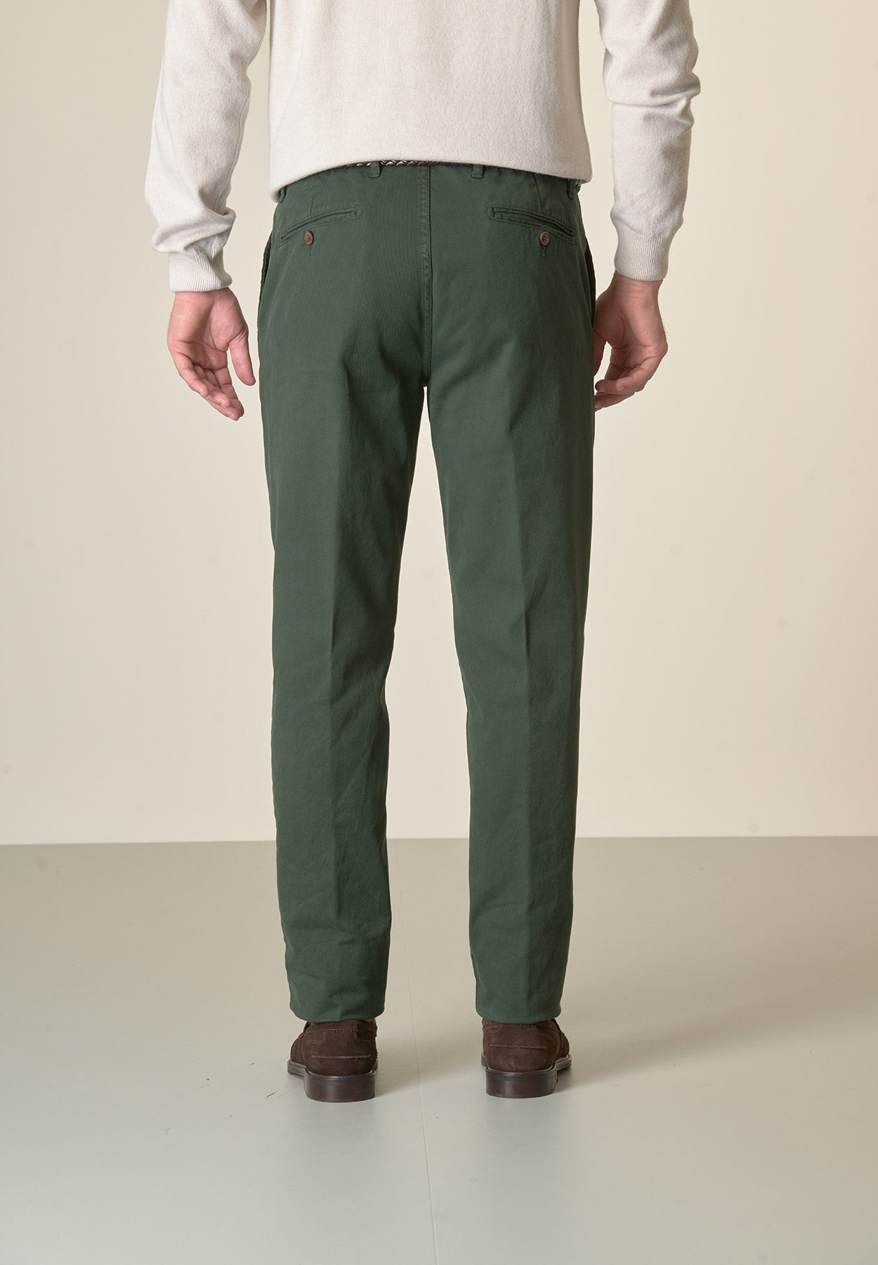 Waldgrüne Hose aus Baumwollstretch-Trikotin mit normaler Passform Angelico 3