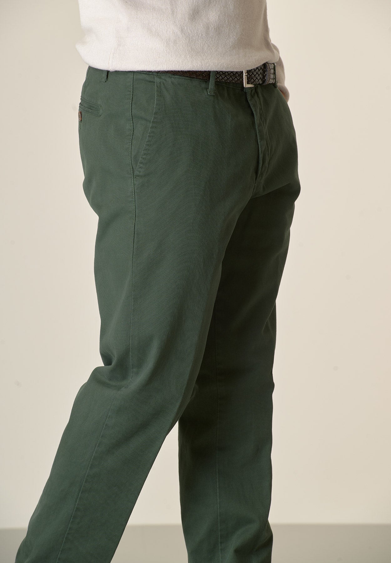 Waldgrüne Hose aus Baumwollstretch-Trikotin mit normaler Passform Angelico 2