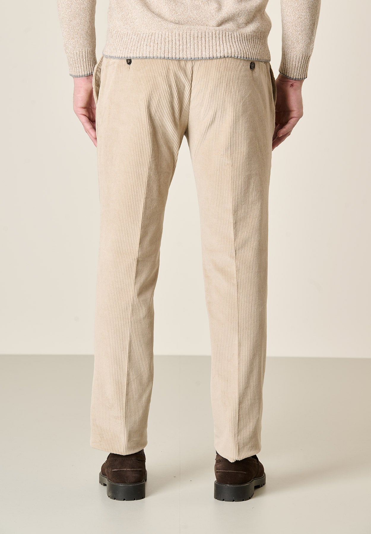 Pantalone beige velluto coste larghe custom fit Angelico