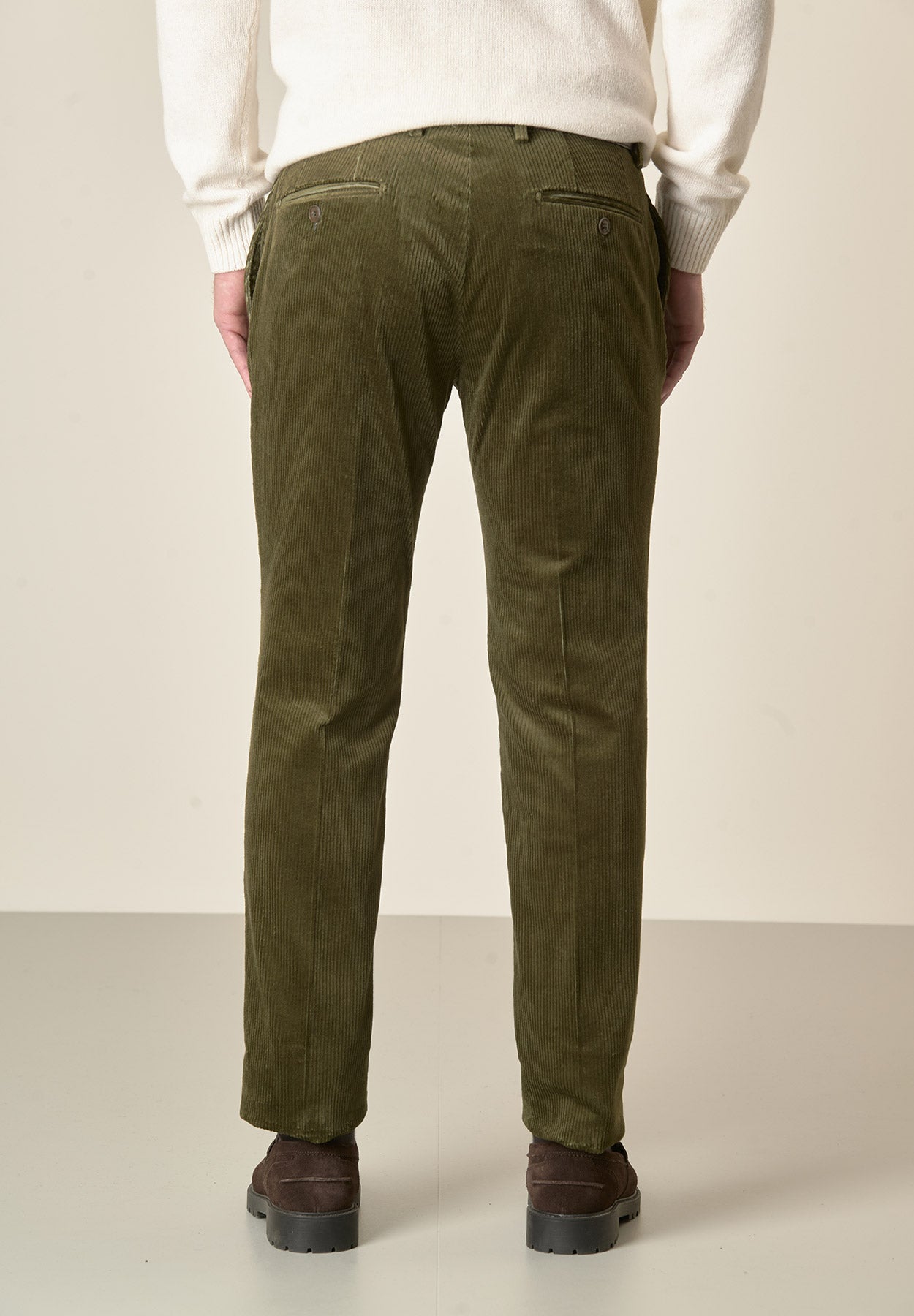 Pantalone verde velluto coste larghe custom fit-Angelico
