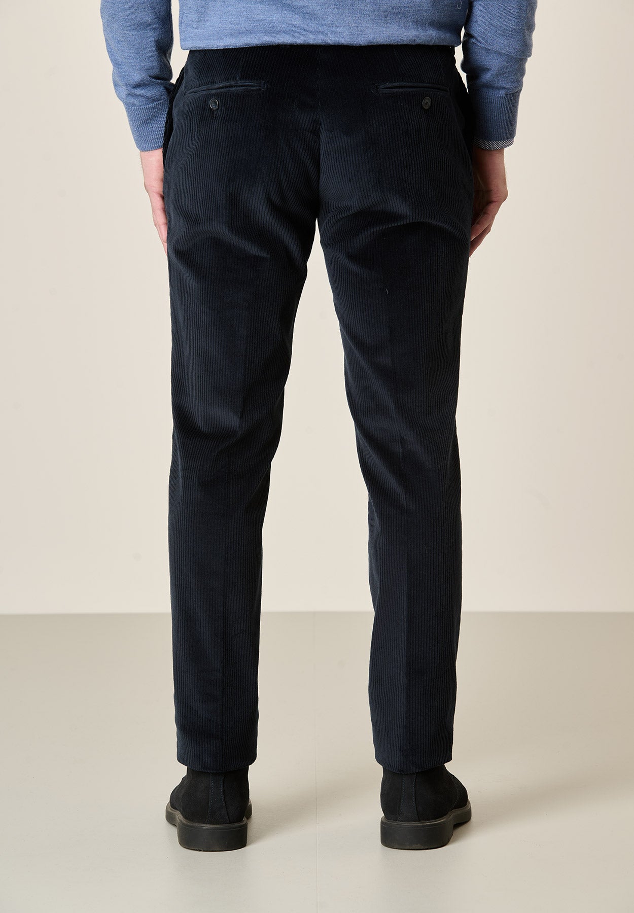 Pantalone blu velluto coste larghe custom fit-Angelico