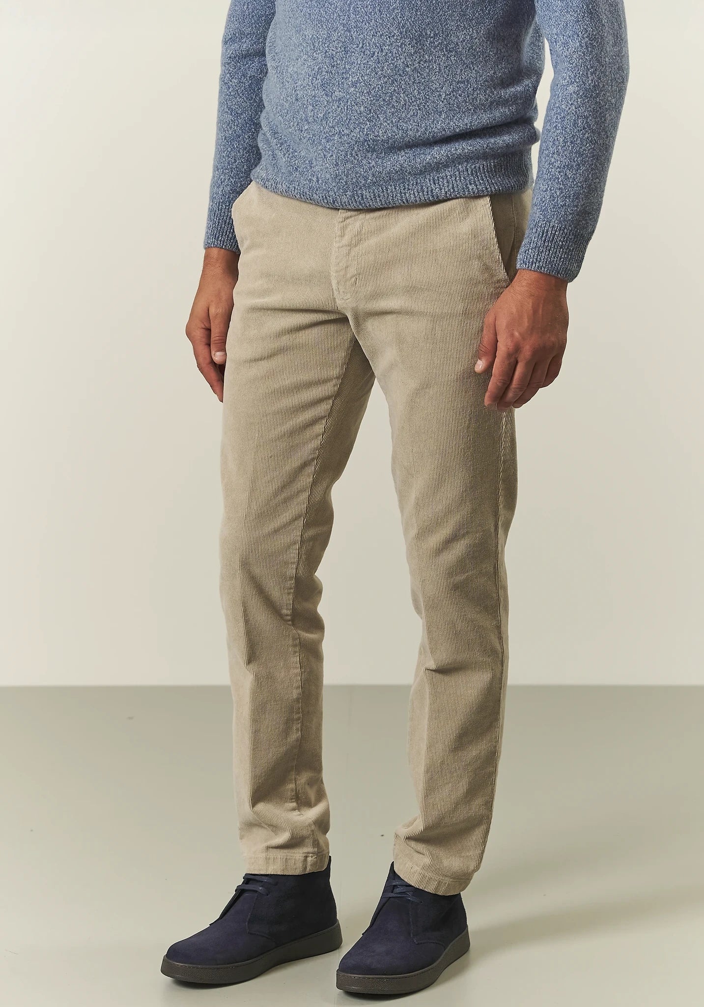 Pantalone beige velluto cotone stretch slim fit