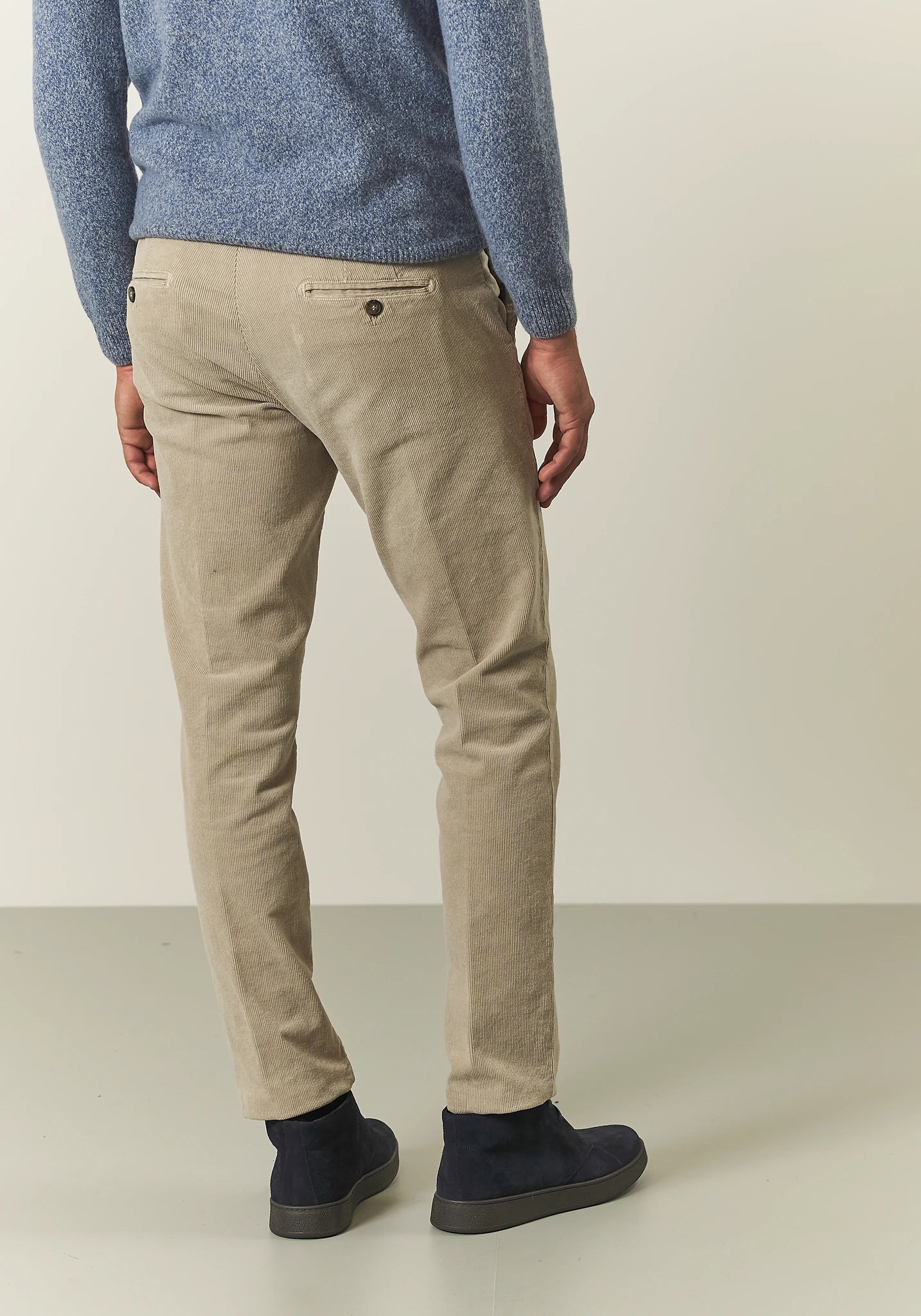 Pantalone beige velluto cotone stretch slim fit