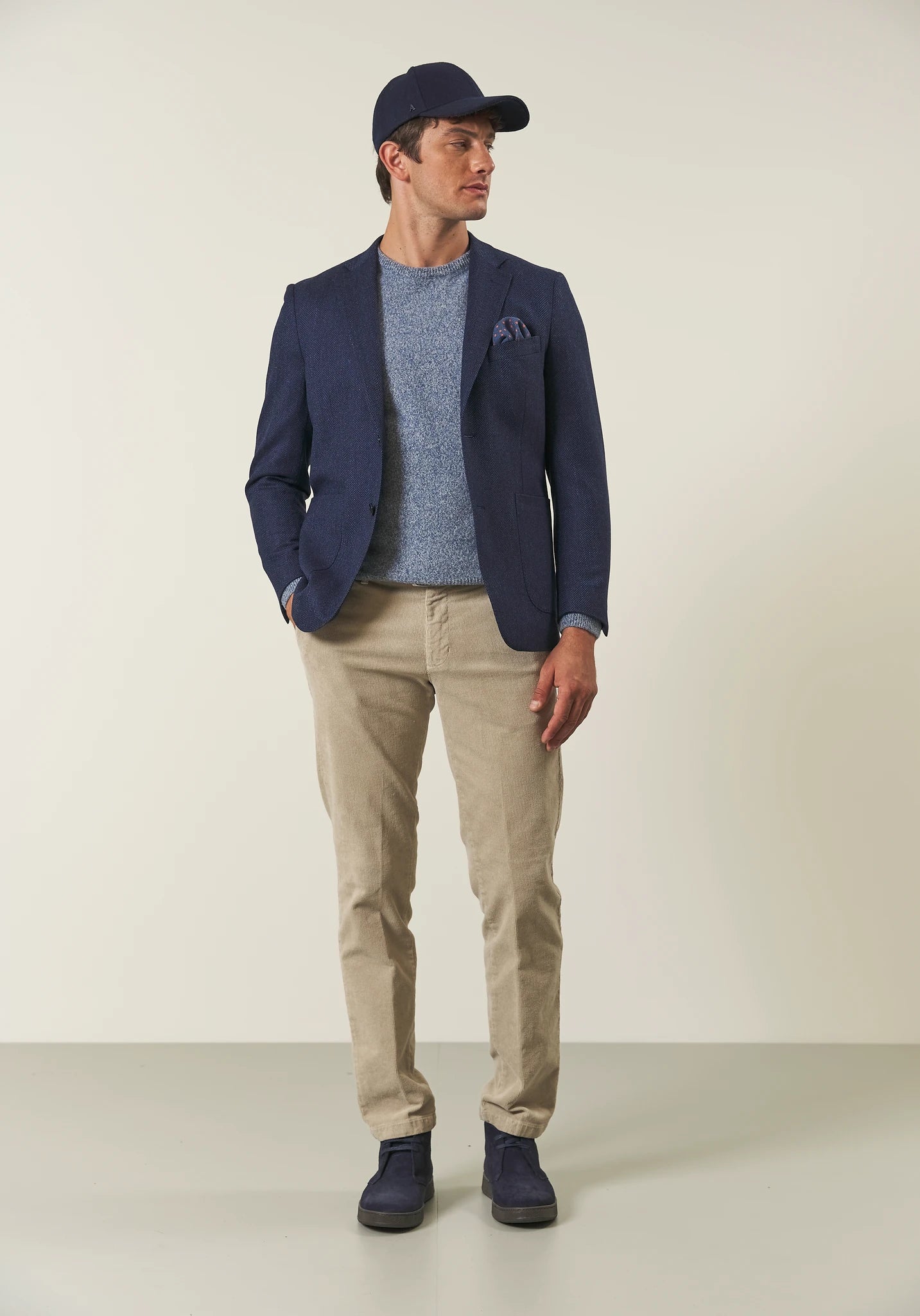 Pantalone beige velluto cotone stretch slim fit