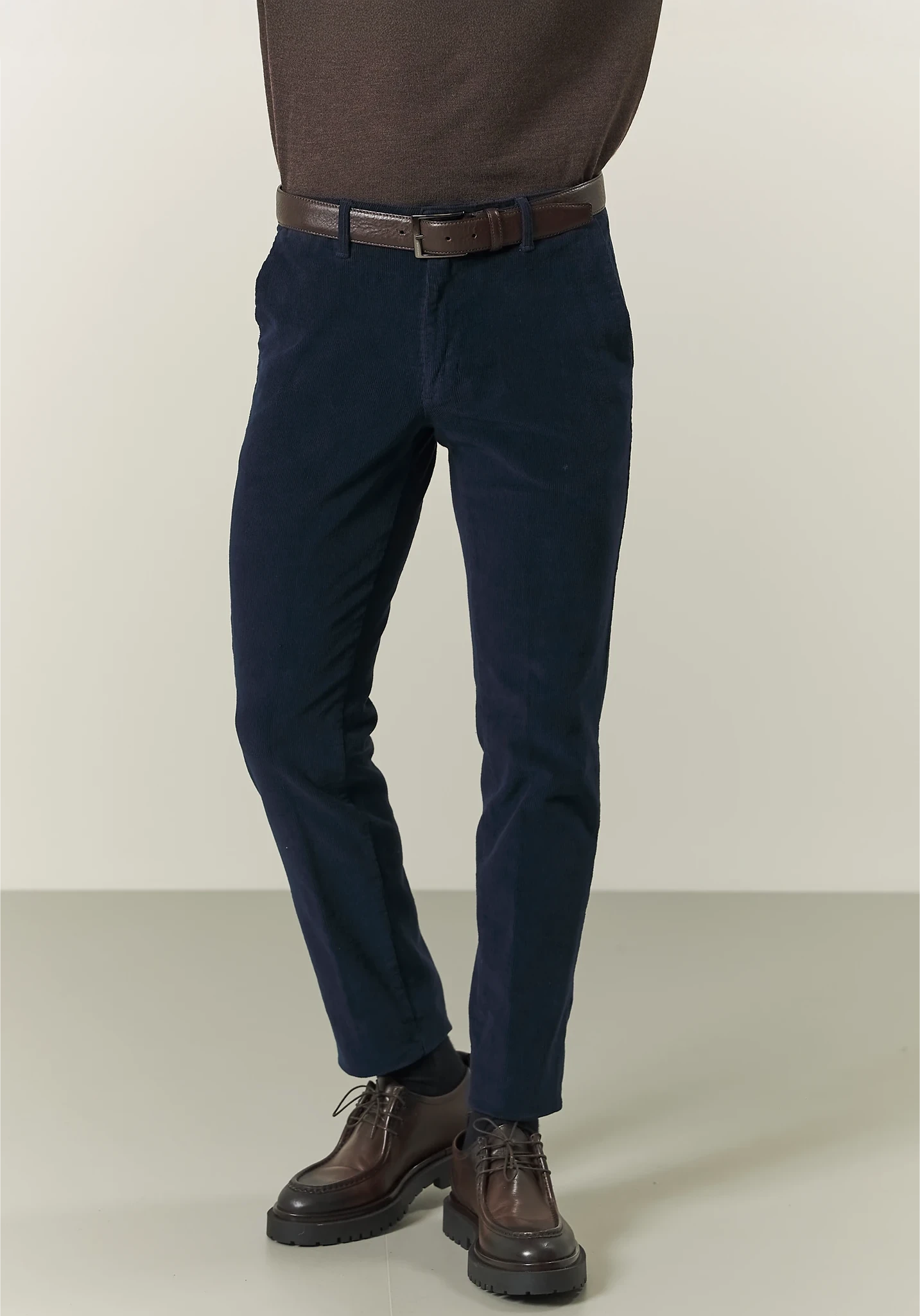 Pantalone blu velluto cotone stretch slim fit